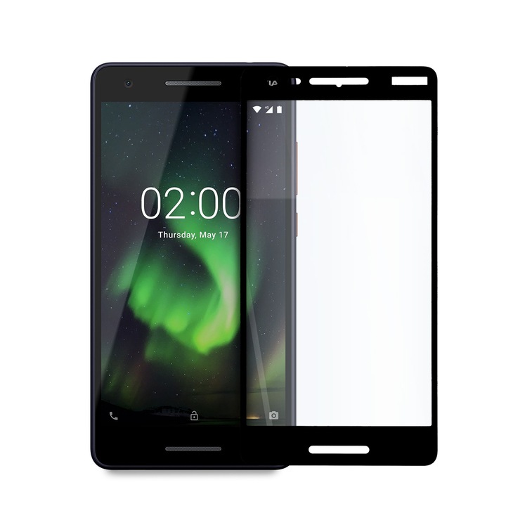Стъклен Протектор, за Nokia 2.1, 9D Технология, Full Glue, Full Cover, Черен