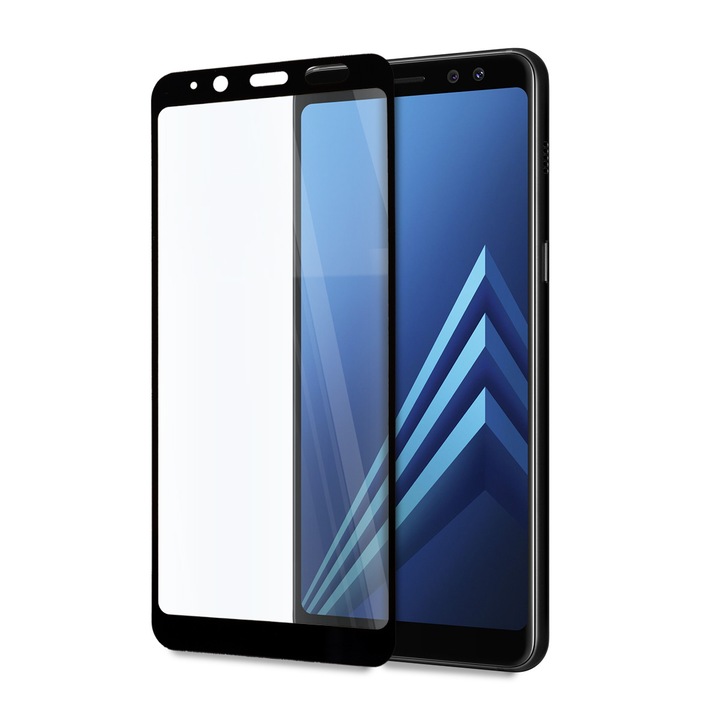 Стъклен Протектор Hicute за Samsung Galaxy A8 Plus (2018), за Цял Дисплей, Full Glue, Full Cover, Черен