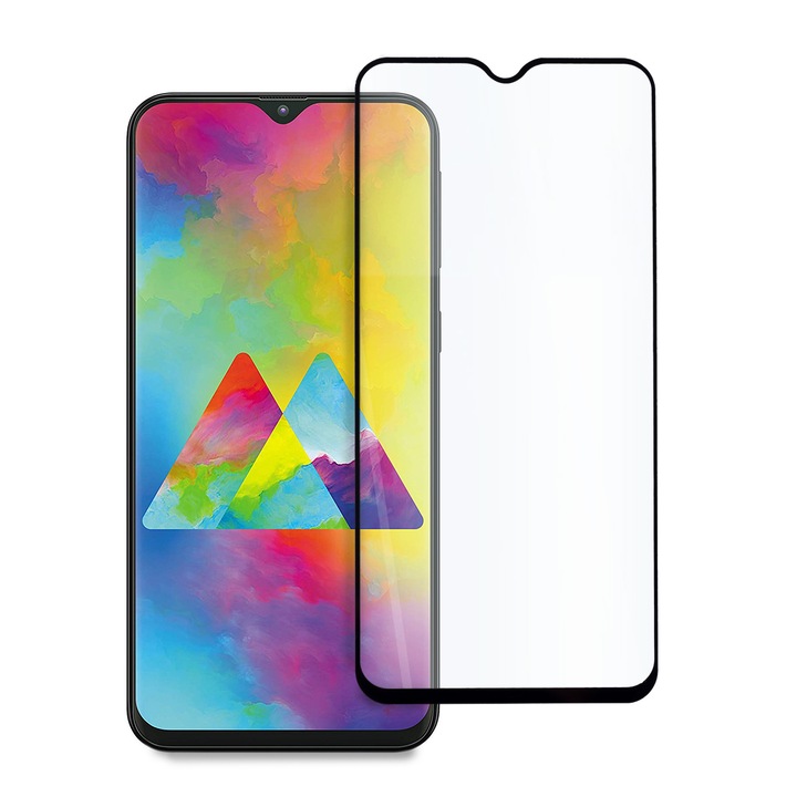 Стъклен Протектор Tech Armor Full Glue за Samsung Galaxy M21, Tempered Glass, Цялостно покритие и залепване, Черен