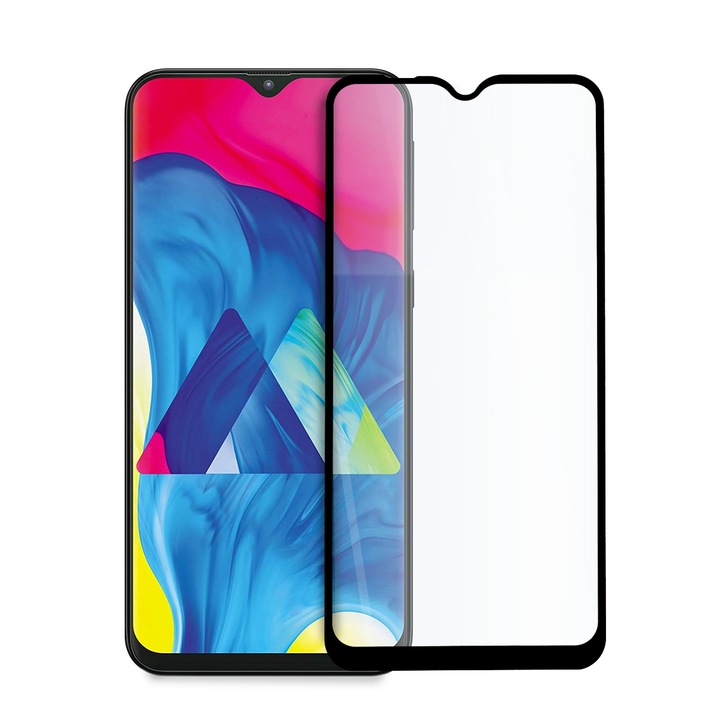 Стъклен Протектор Tempered Glass за Samsung Galaxy M10, 9D Технология, Full Glue, Full Cover, Черен
