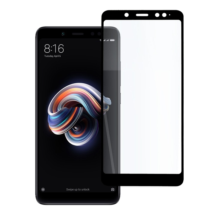 Стъклен Протектор за Xiaomi Redmi Note 5, Удароустойчив, Full Coverage, Черен