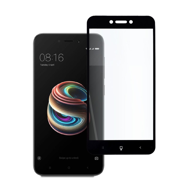 9D Иновативен Стъклен Протектор Tempered Glass за Xiaomi Redmi 5A, Full Glue, Full Cover, Черен