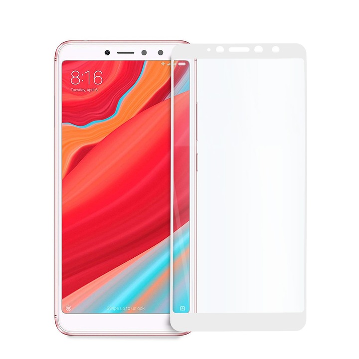 Innovatív 5D teljes képernyős üvegvédő Xiaomi Redmi S2-hez, Tech Armor, teljes ragasztó, edzett üveg, fehér