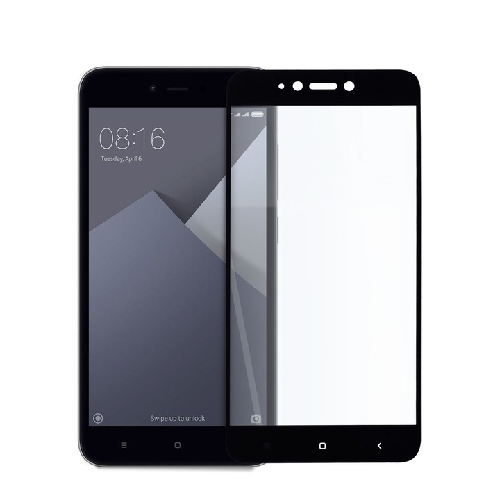 Innovatív 5D teljes üveg képernyővédő fólia Xiaomi Redmi Note 5A telefonhoz, Tech Armor, Teljesen ragasztó, edzett üveg, fekete