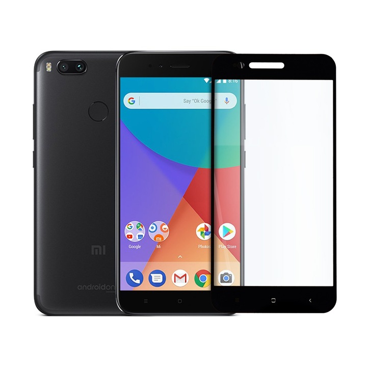 Стъклен Протектор Tech Armor, за Xiaomi Mi A1, Full Glue, Full Cover, Черен