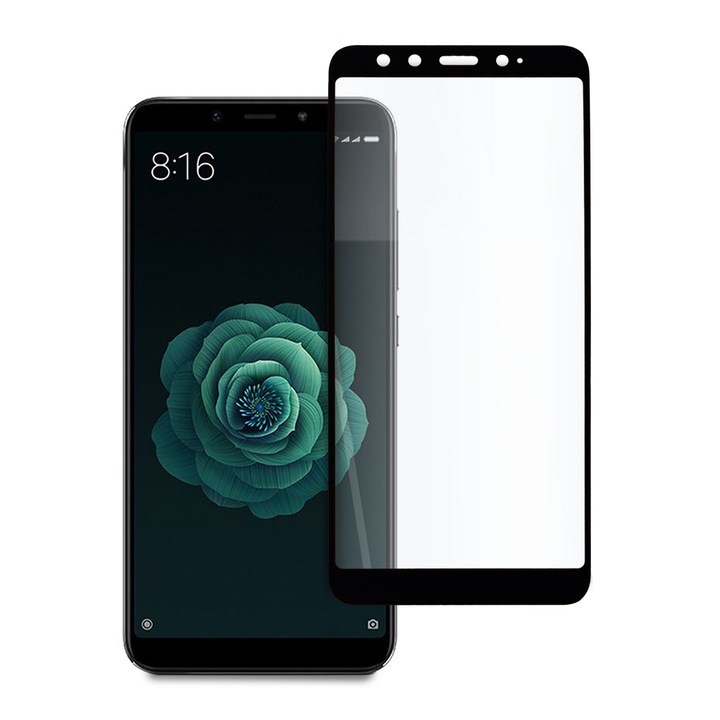 Folie de sticla Full Glue, Compatibila cu Xiaomi Mi A2, Sticla securizata, Negru