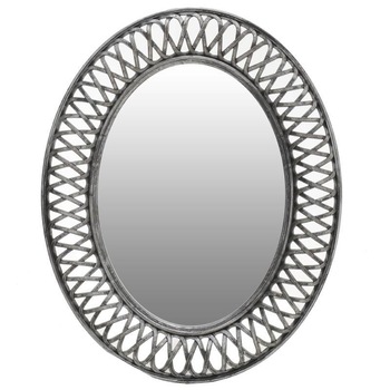 Oglinda ovala, argintiu antichizat, plastic si sticla, 61 cm x 76 cm Oglinda ovala, argintiu antichizat, plastic si sticla, 61 cm x 76 cm