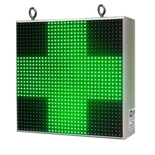 Cruce de farmacie cu LED 32x32 cm pentru vitrina - VERDE