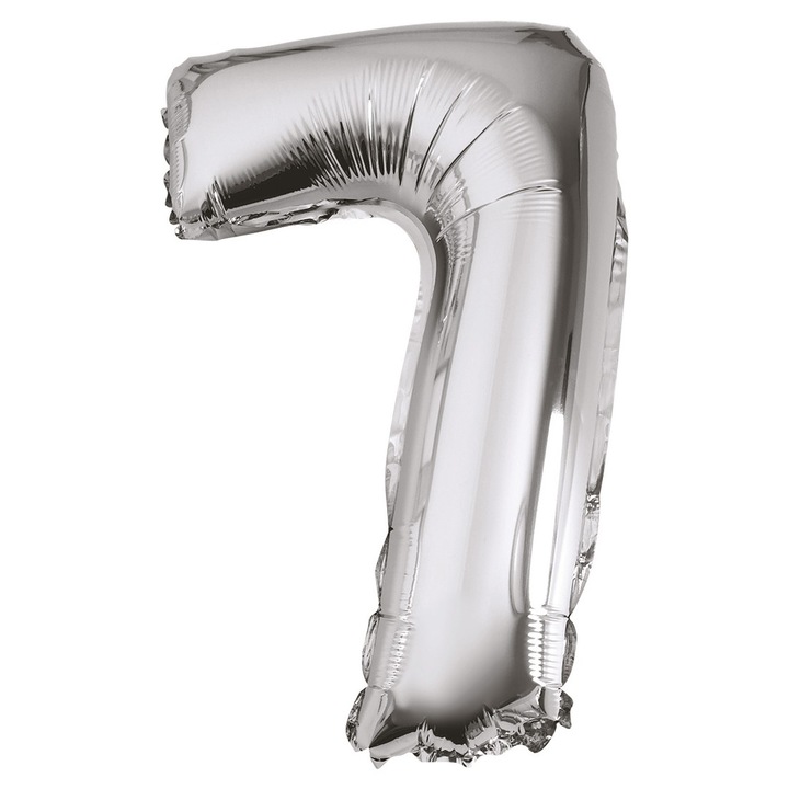 Balon din folie metalizata argintie, Mirific Party, Cifra 7, 40 cm, Silver