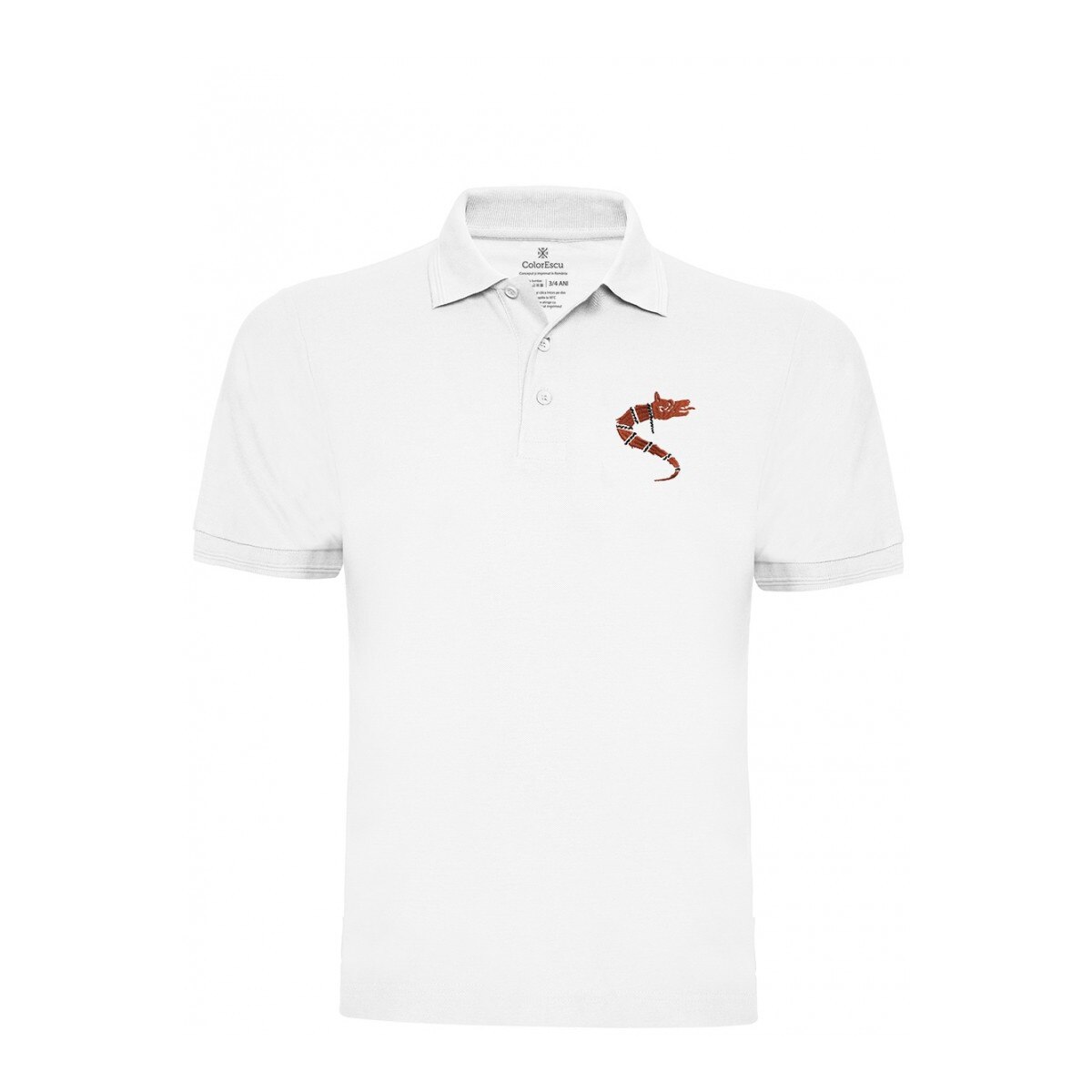 Tricou Lup Dacic, brodat, alb, copii