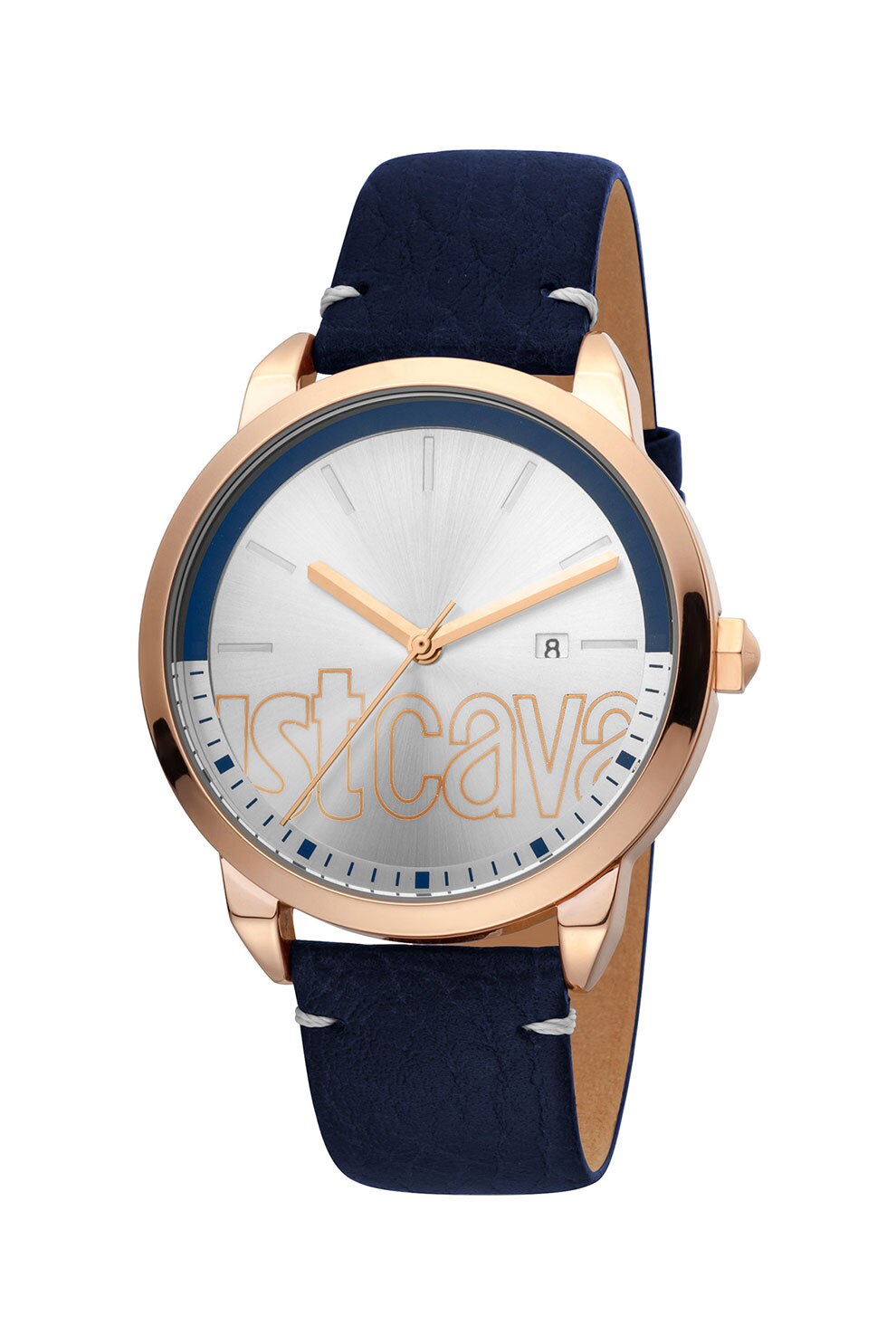JUST CAVALLI, Ceas analog cu logo supradimensionat, Bleumarin