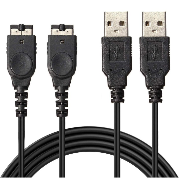 Set 2 cabluri de incarcare pentru Gameboy DS NDS GBA Exlene, Negru