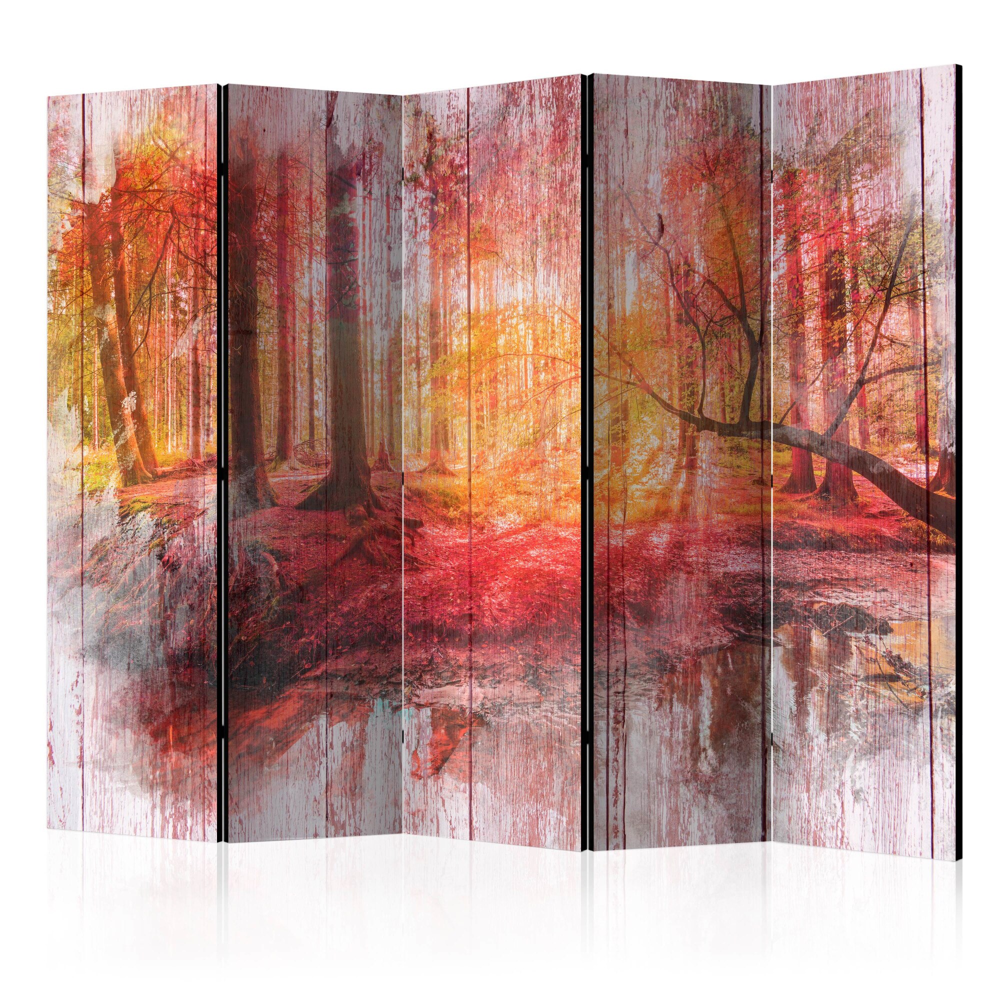 Paravan din 5 parti - Padurea de toamna - 225 x 172 cm