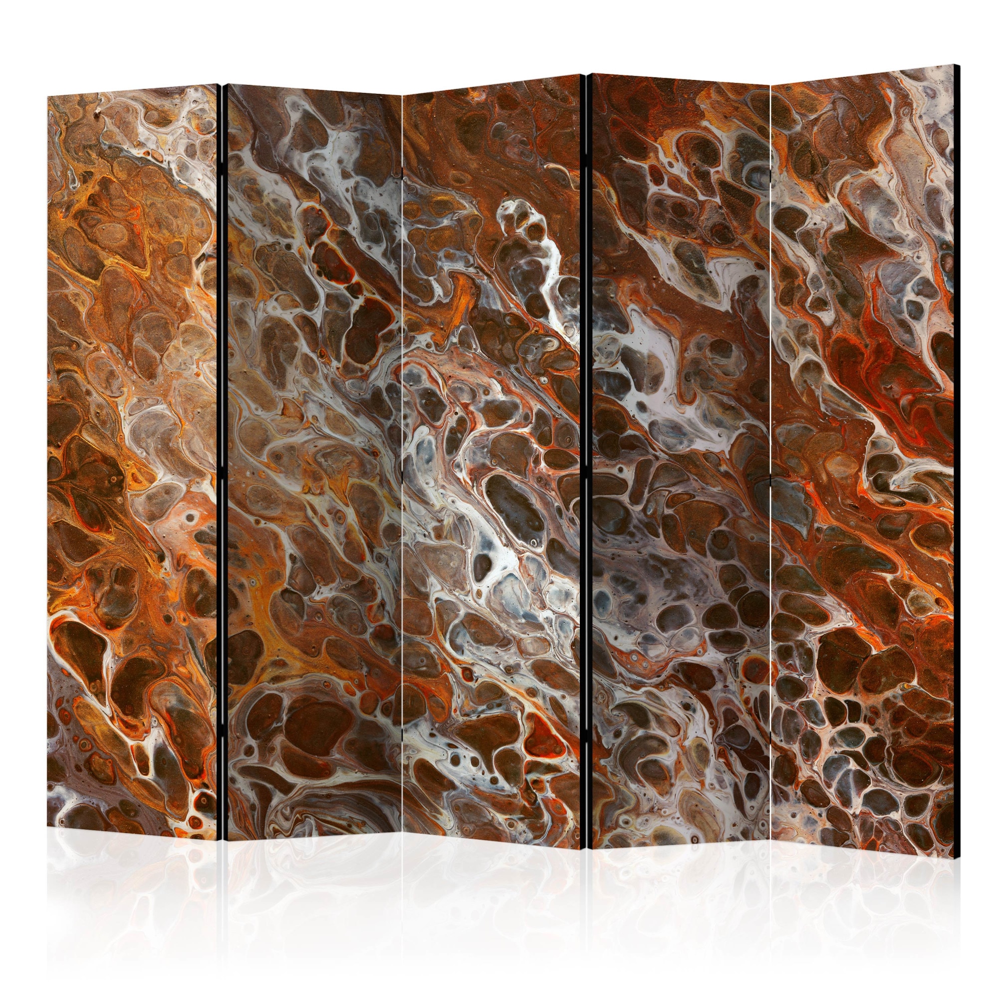 Paravan din 5 parti - Cratere brune II - 225 x 172 cm