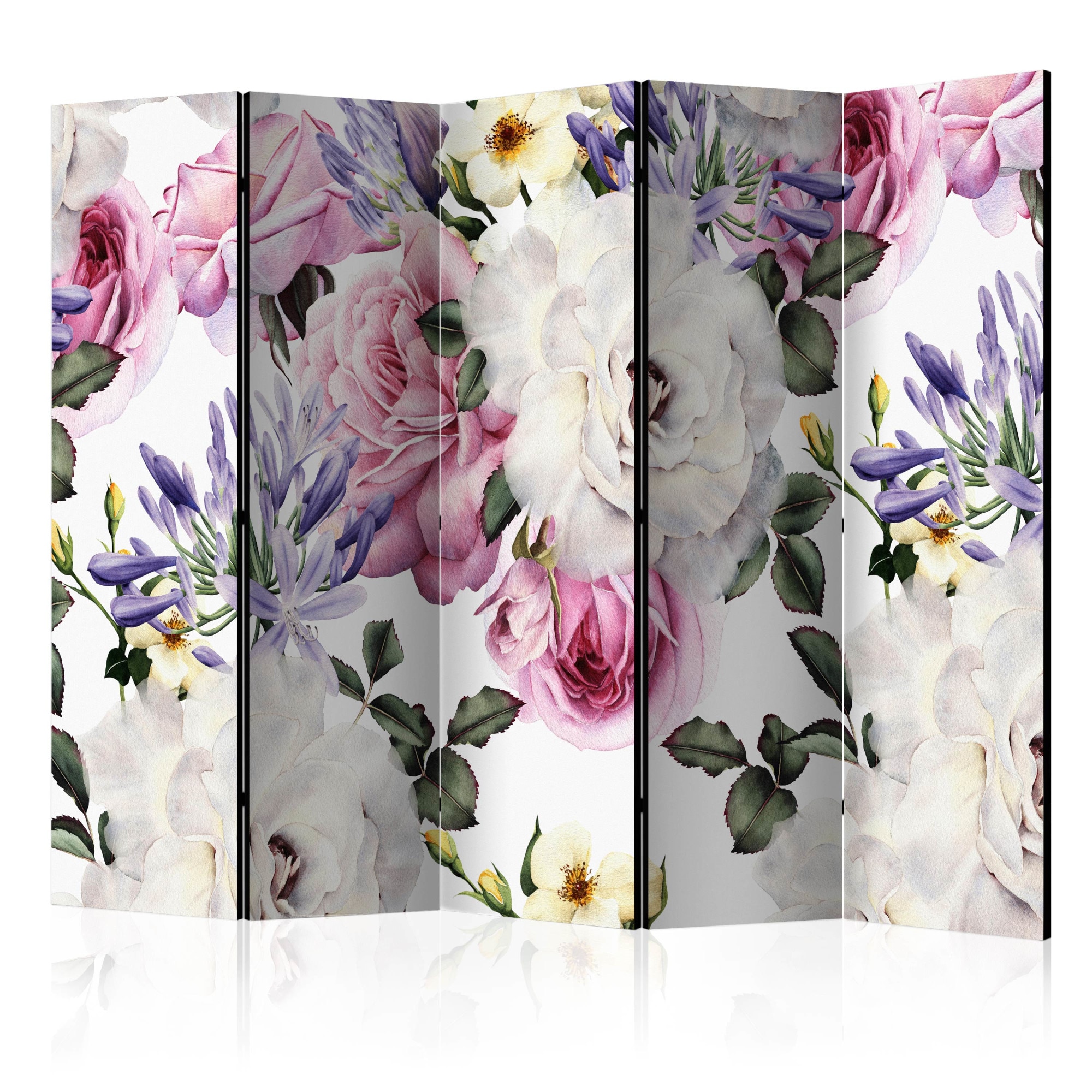 Paravan din 5 parti - Poiana Florala II - 225 x 172 cm