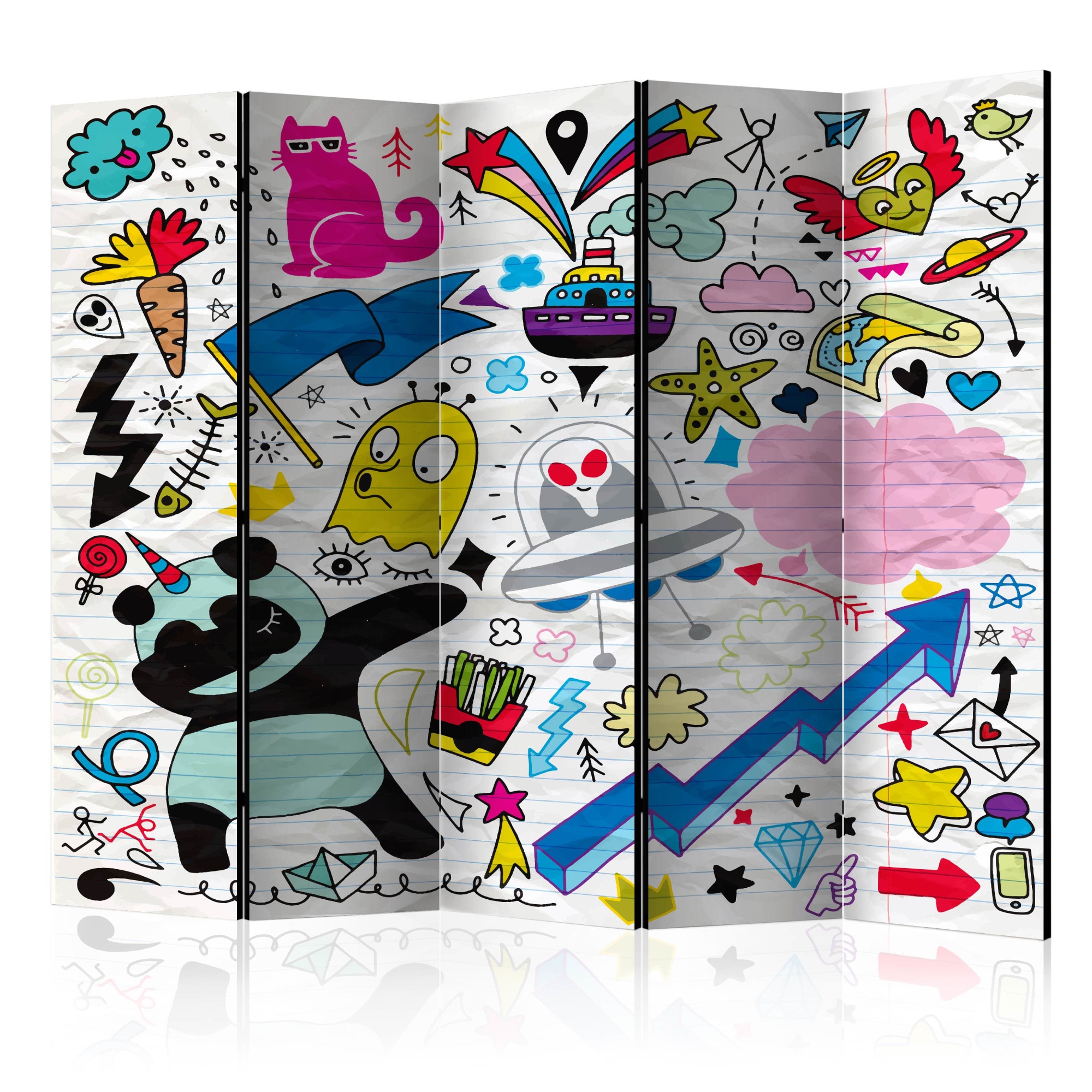Paravan din 5 parti - Panda II energetica - 225 x 172 cm