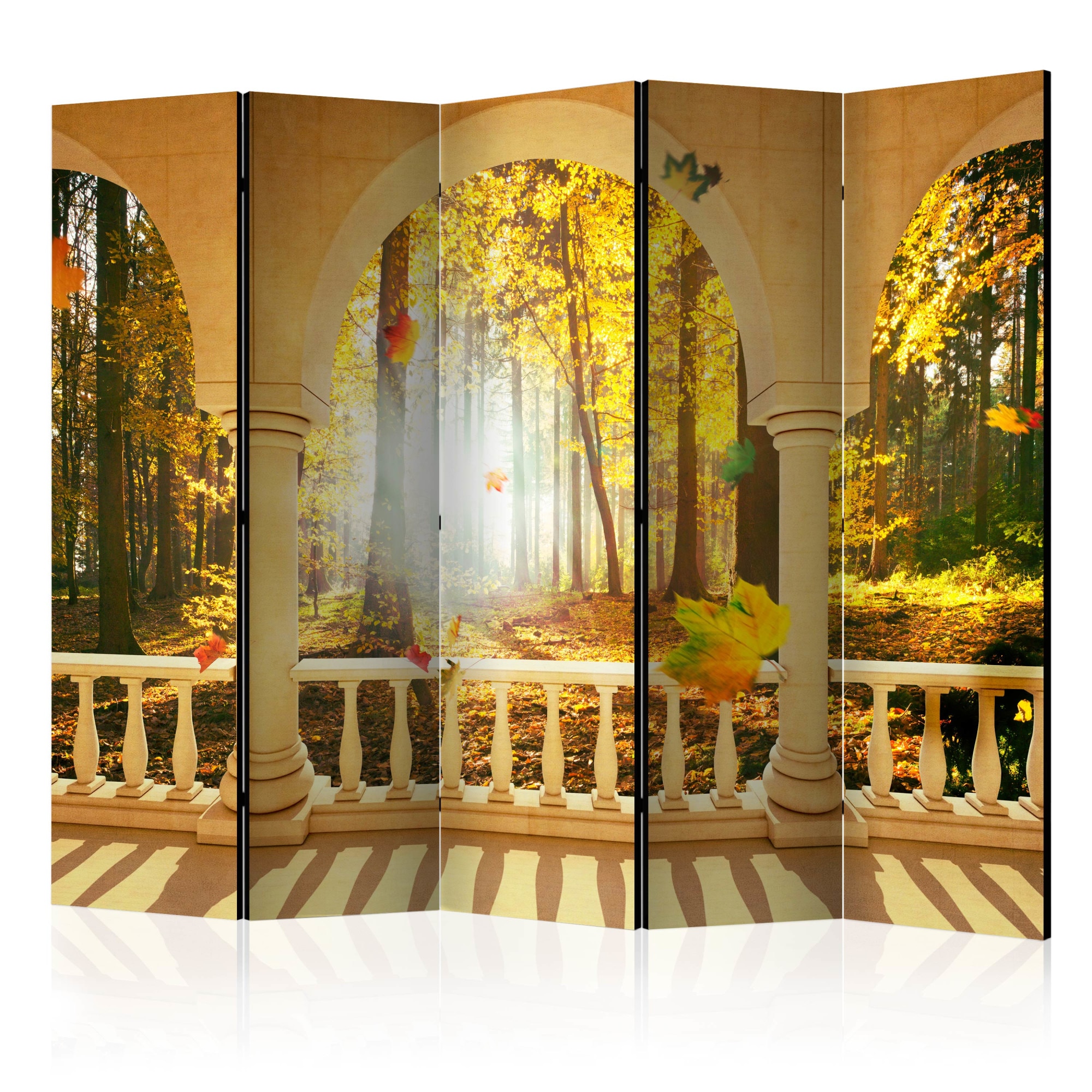 Paravan din 5 parti - Vis despre padurea de toamna II - 225 x 172 cm