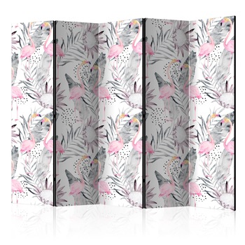 Paravan din 5 parti - Flameni Si crengute - 225 x 172 cm Paravan din 5 parti - Flameni Si crengute - 225 x 172 cm