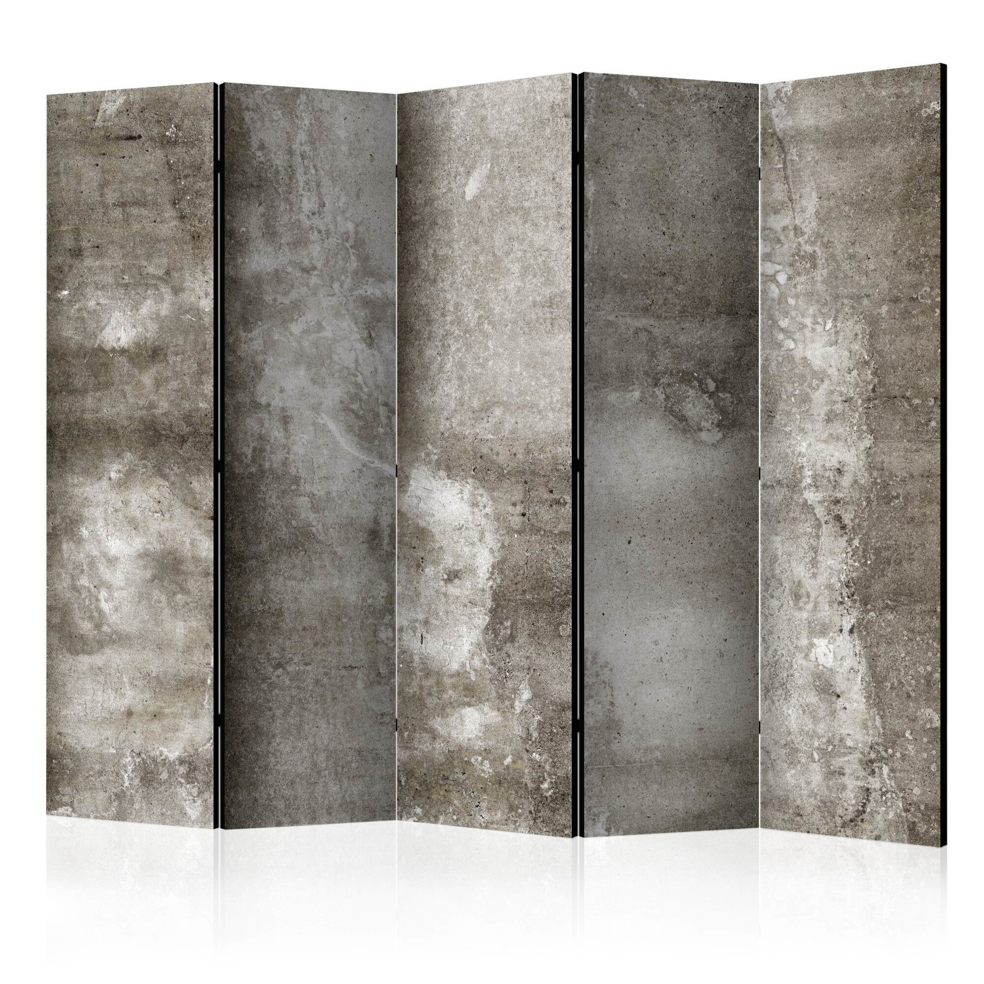 Paravan din 5 parti - Beton rece - 225 x 172 cm