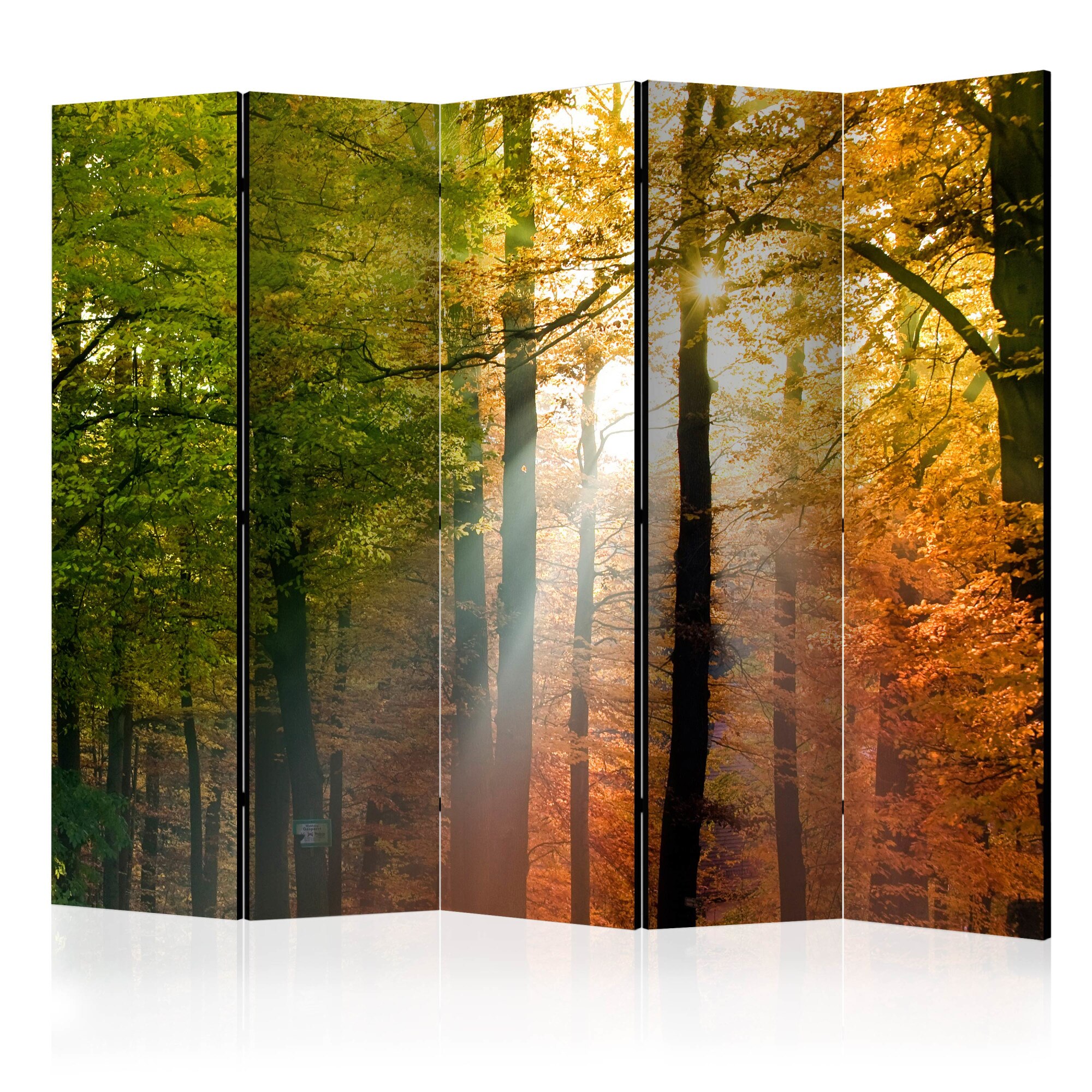 Paravan din 5 parti - Culori de padure - 225 x 172 cm