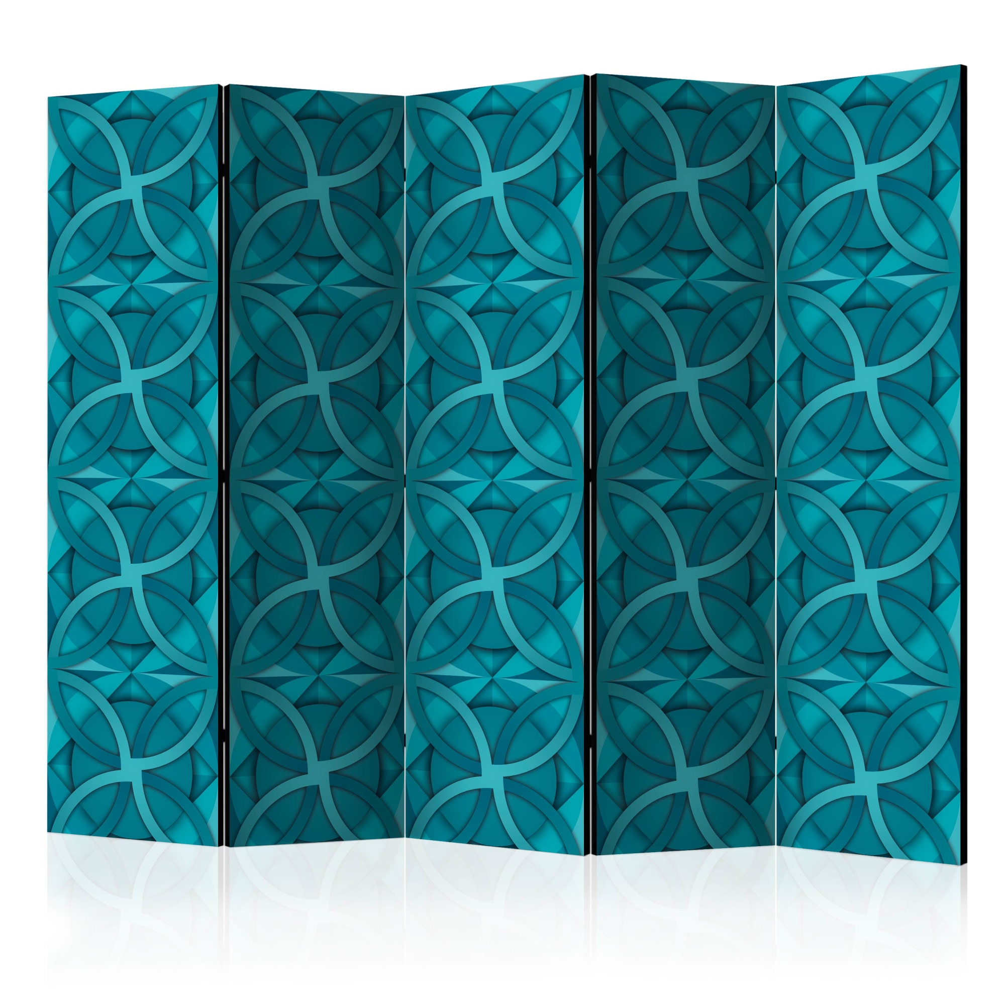 Paravan din 5 parti - Geometric Turquoise II - 225 x 172 cm