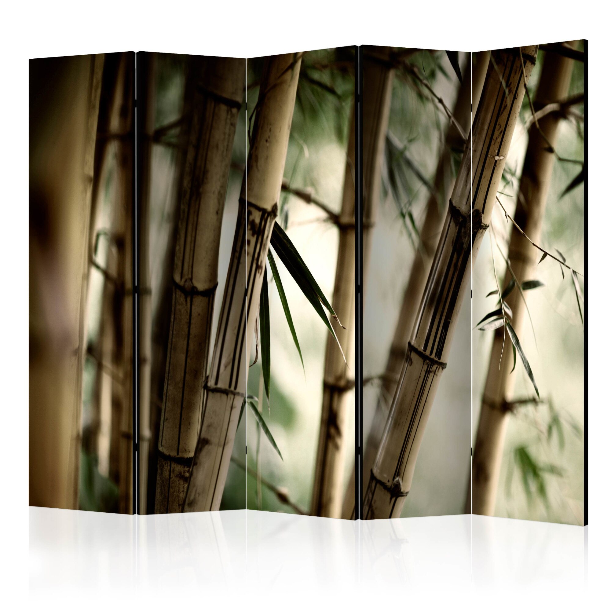 Paravan din 5 parti - Padure de ceata si bambus - 225 x 172 cm