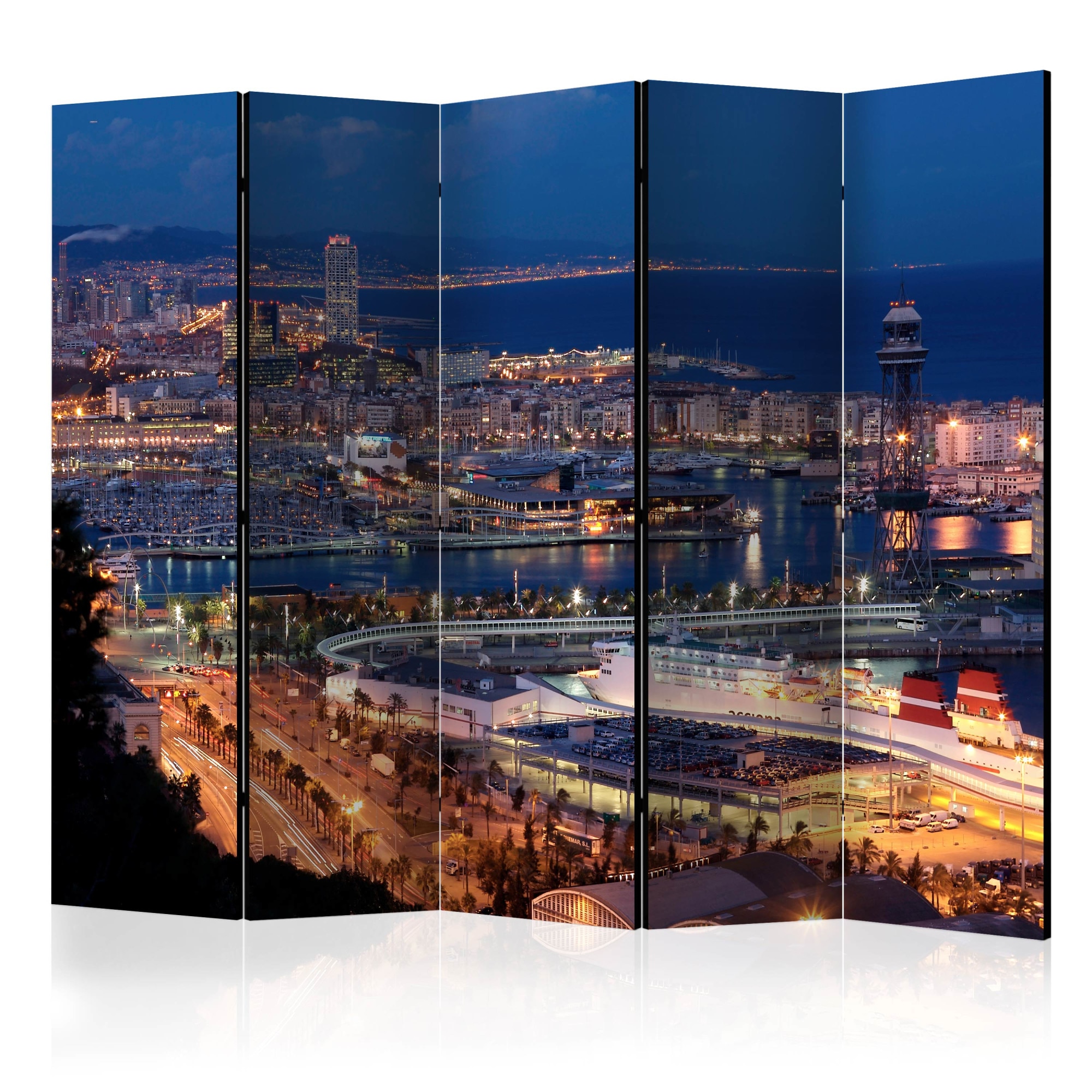 Paravan din 5 parti - Iluminat Barcelona II - 225 x 172 cm