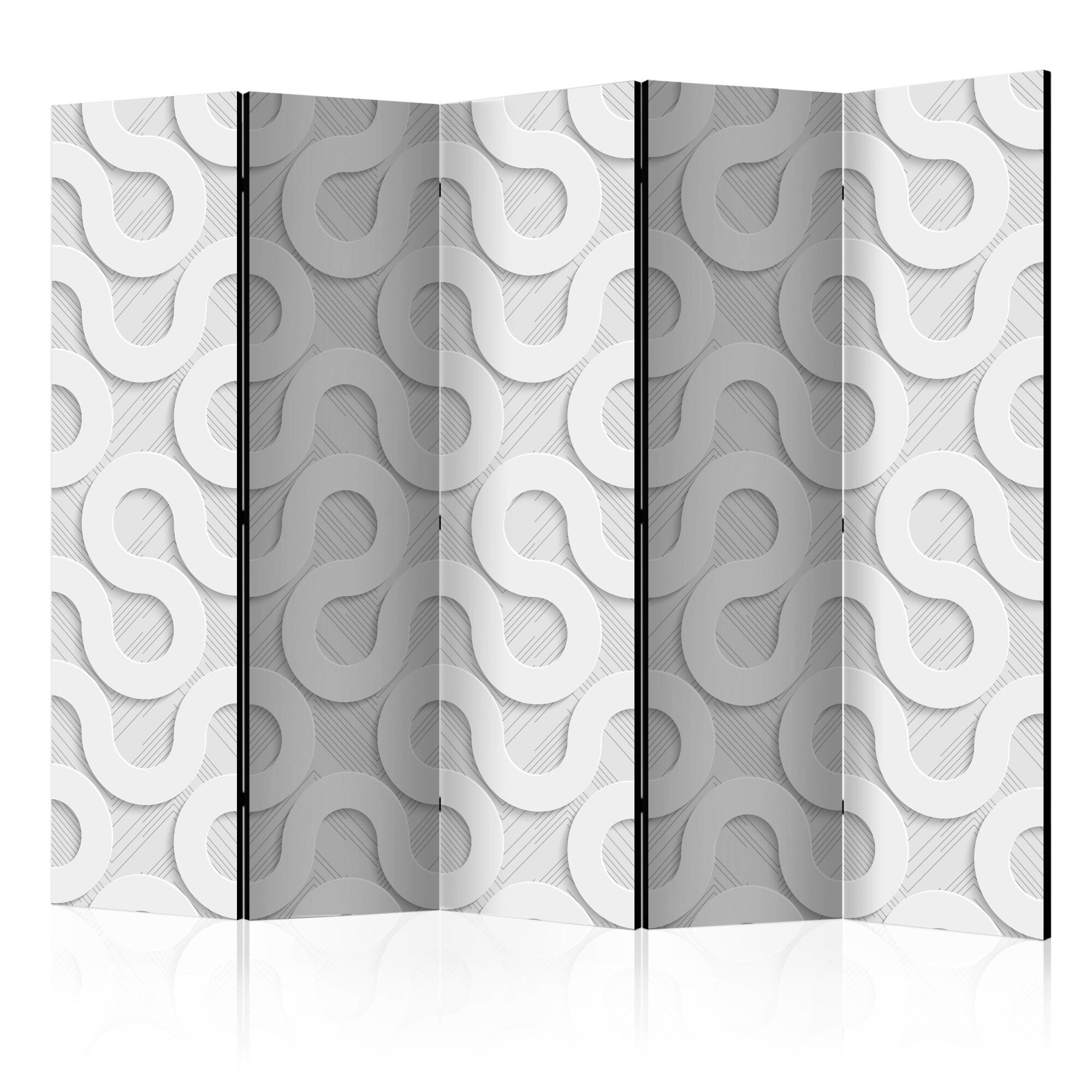 Paravan din 5 parti - Spirale gri - 225 x 172 cm