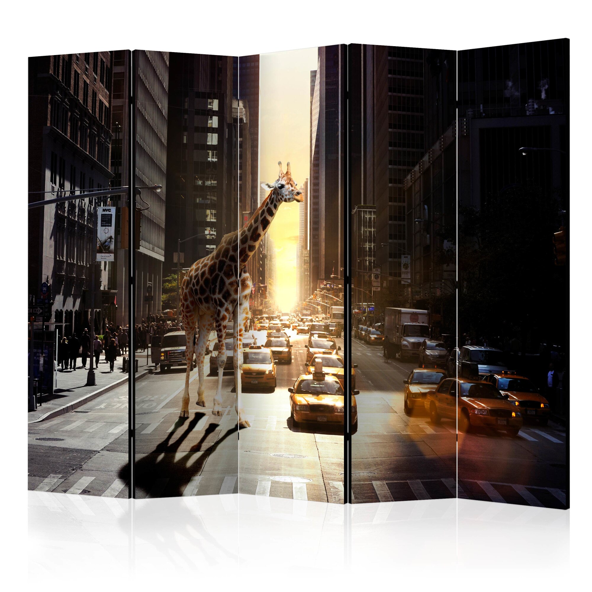 Paravan din 5 parti - Girafa In OraSul Mare II - 225 x 172 cm