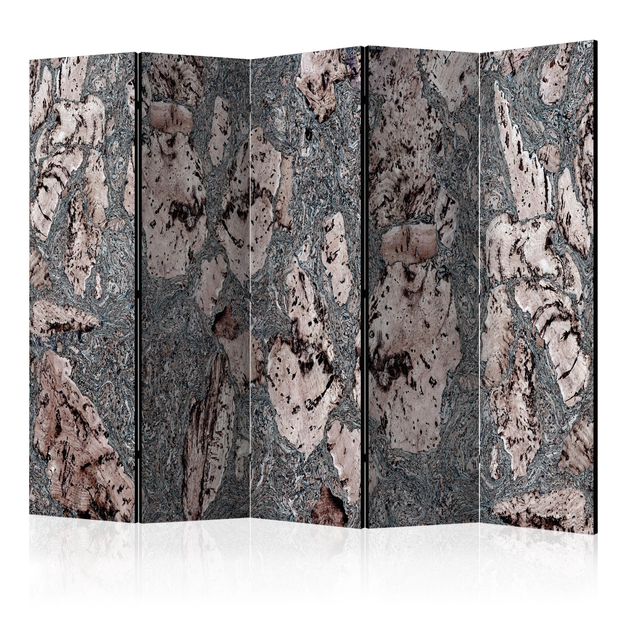 Paravan din 5 parti - Oprit gri - 225 x 172 cm