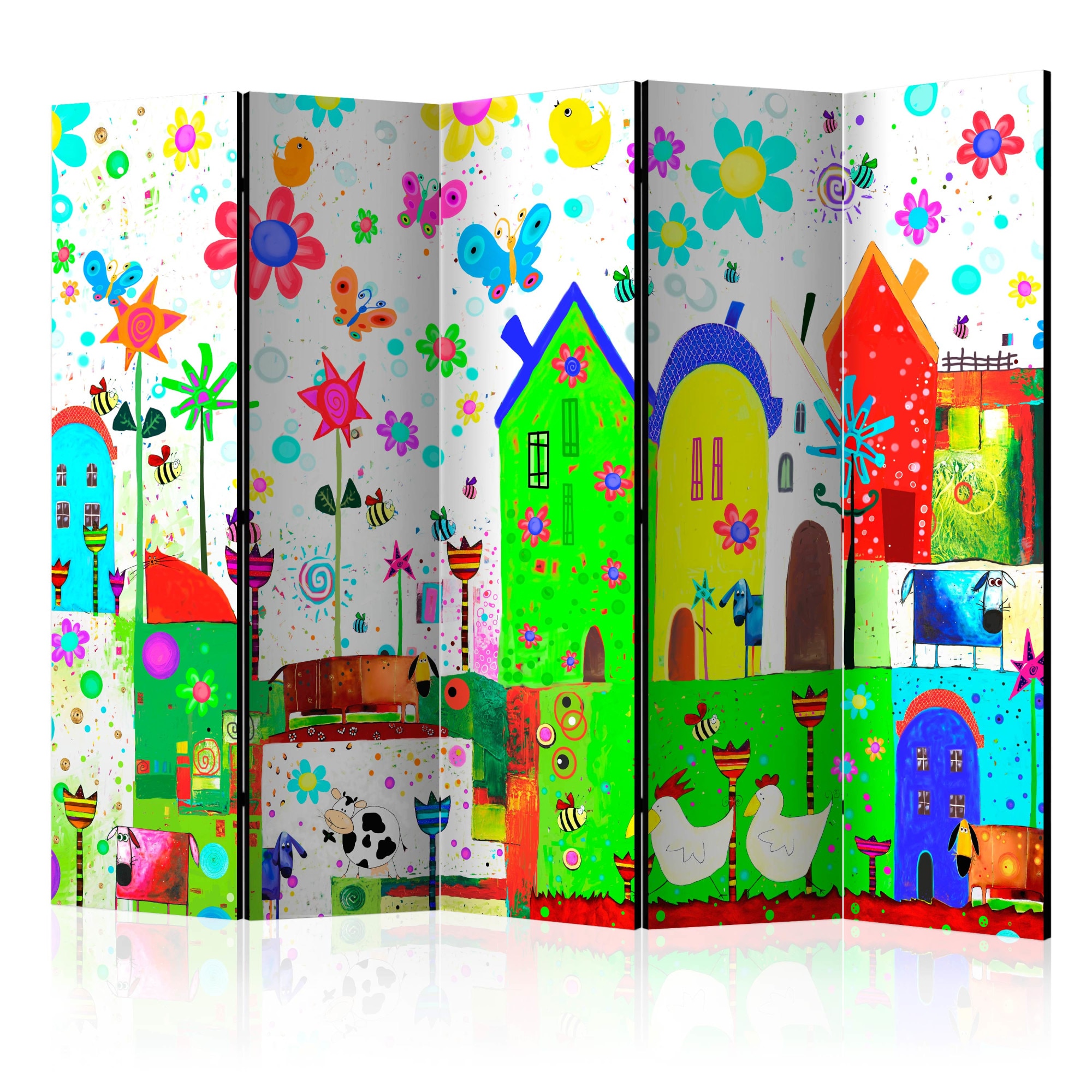 Paravan din 5 parti - Ferma fericita - 225 x 172 cm