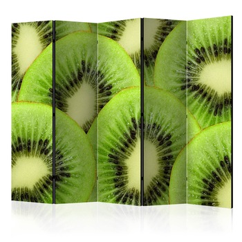 Paravan din 5 parti - Felii de kiwi - 225 x 172 cm Paravan din 5 parti - Felii de kiwi - 225 x 172 cm