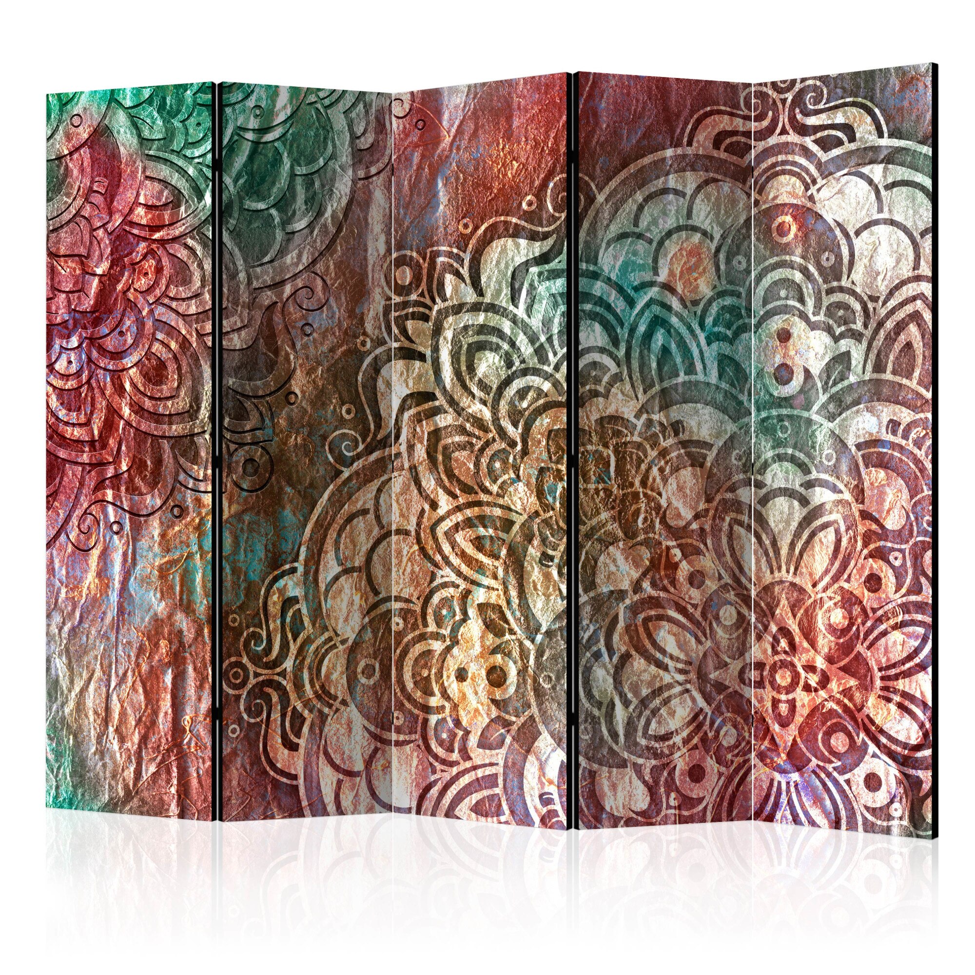 Paravan din 5 parti - Mandala Gradina de cupru II - 225 x 172 cm