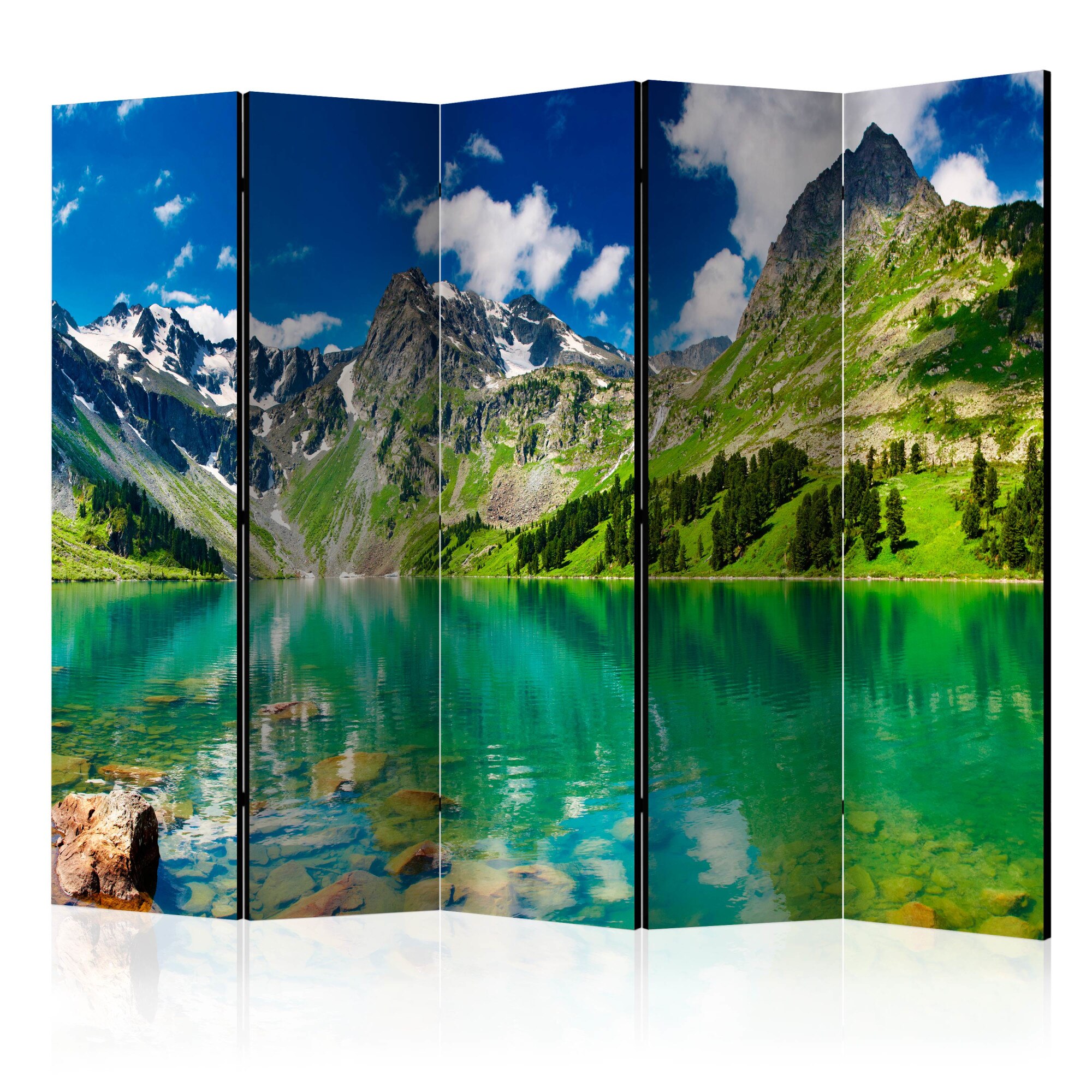 Paravan din 5 parti - Lacul de munte - 225 x 172 cm