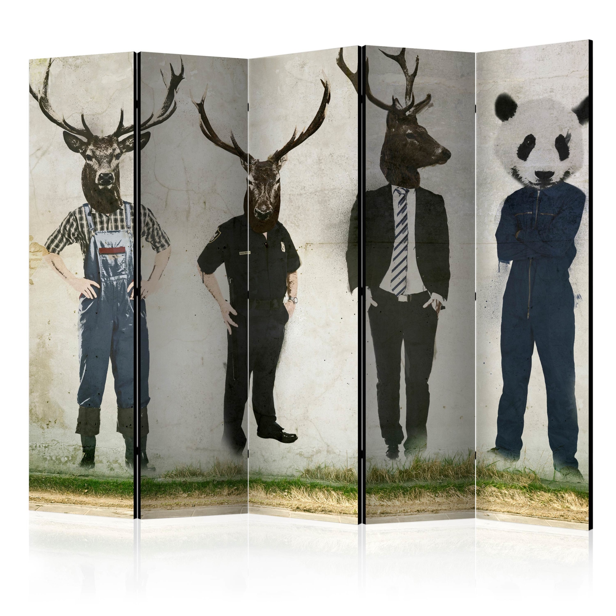 Paravan din 5 parti - Omul sau animalul? II - 225 x 172 cm