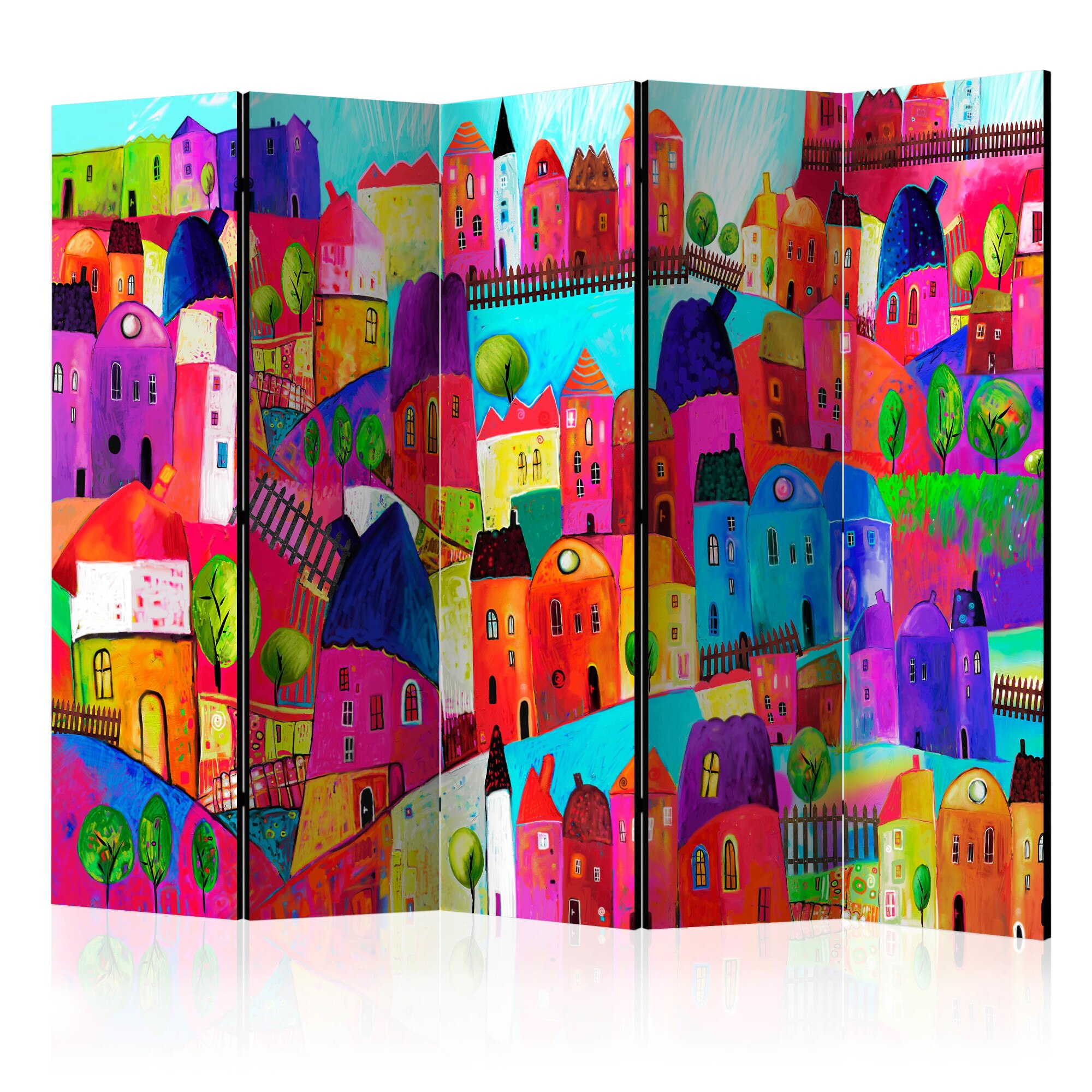 Paravan din 5 parti - Curcubeul a ranit oraSul - 225 x 172 cm