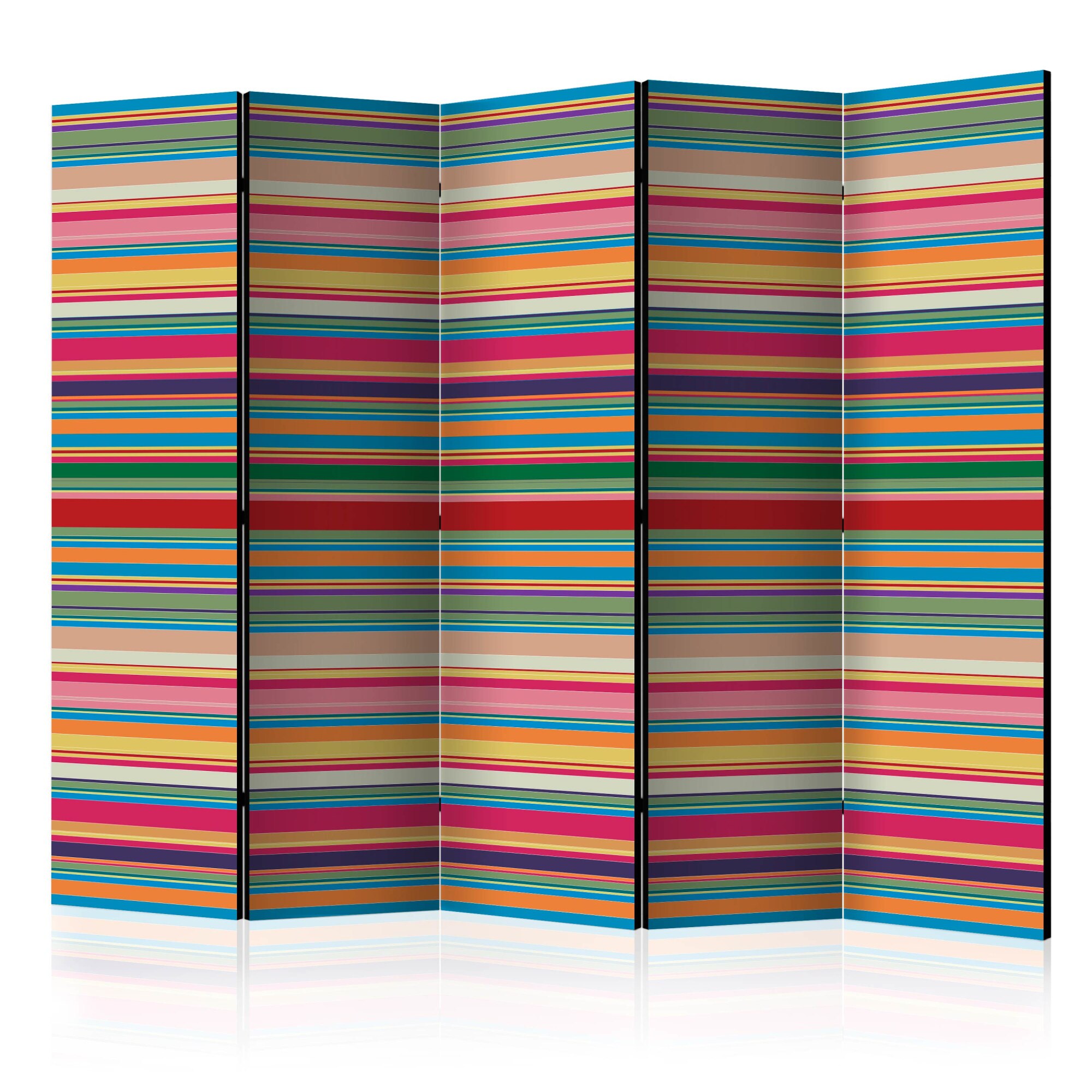 Paravan din 5 parti - Dungi subtiri - 225 x 172 cm