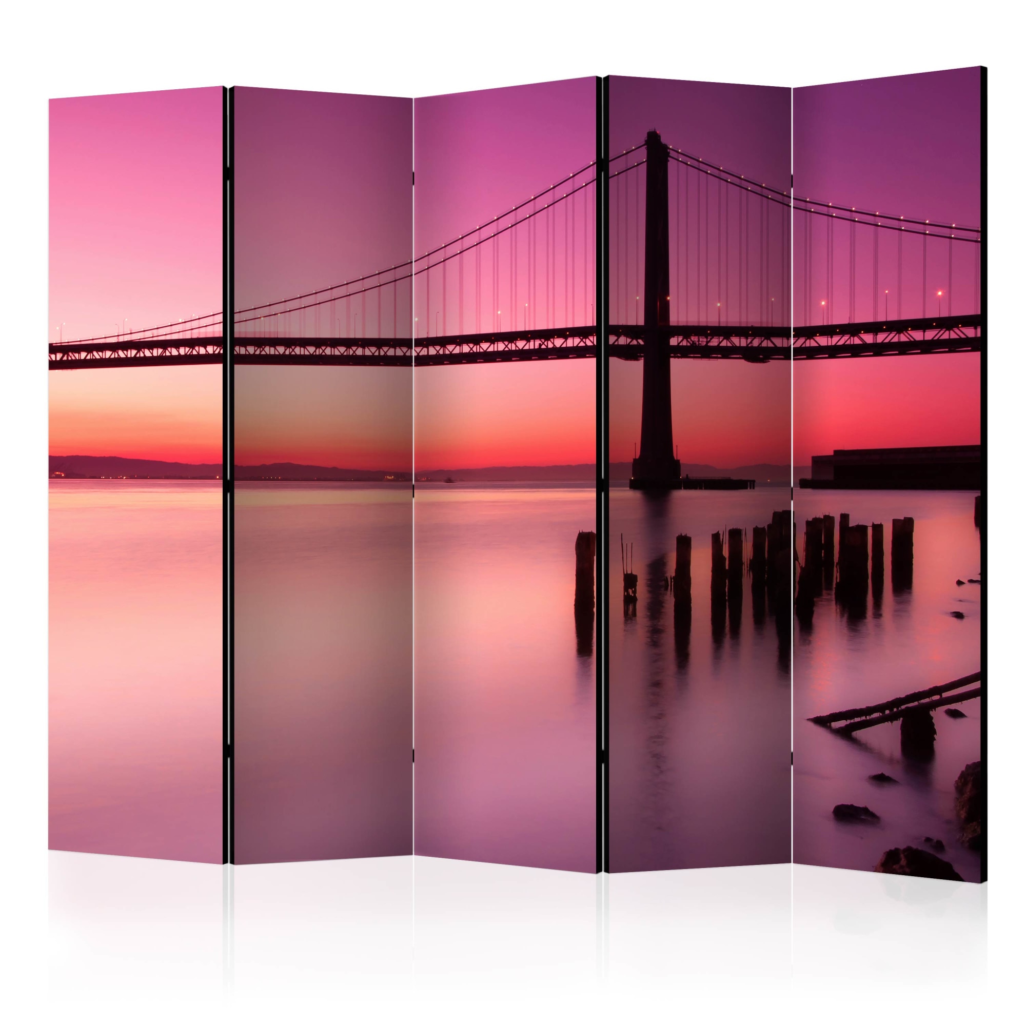Paravan din 5 parti - Seara mov II - 225 x 172 cm