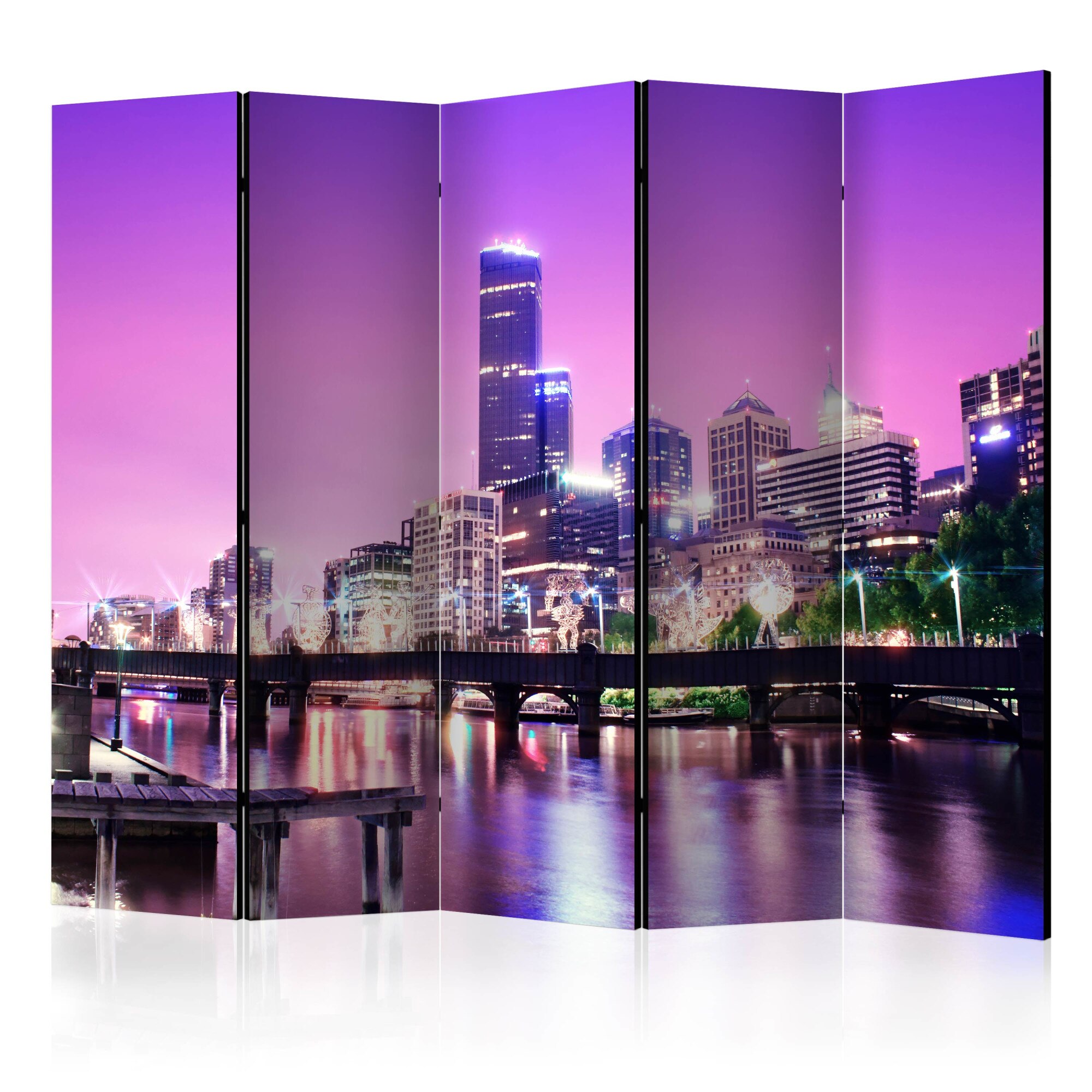 Paravan din 5 parti - Purple Melbourne II - 225 x 172 cm