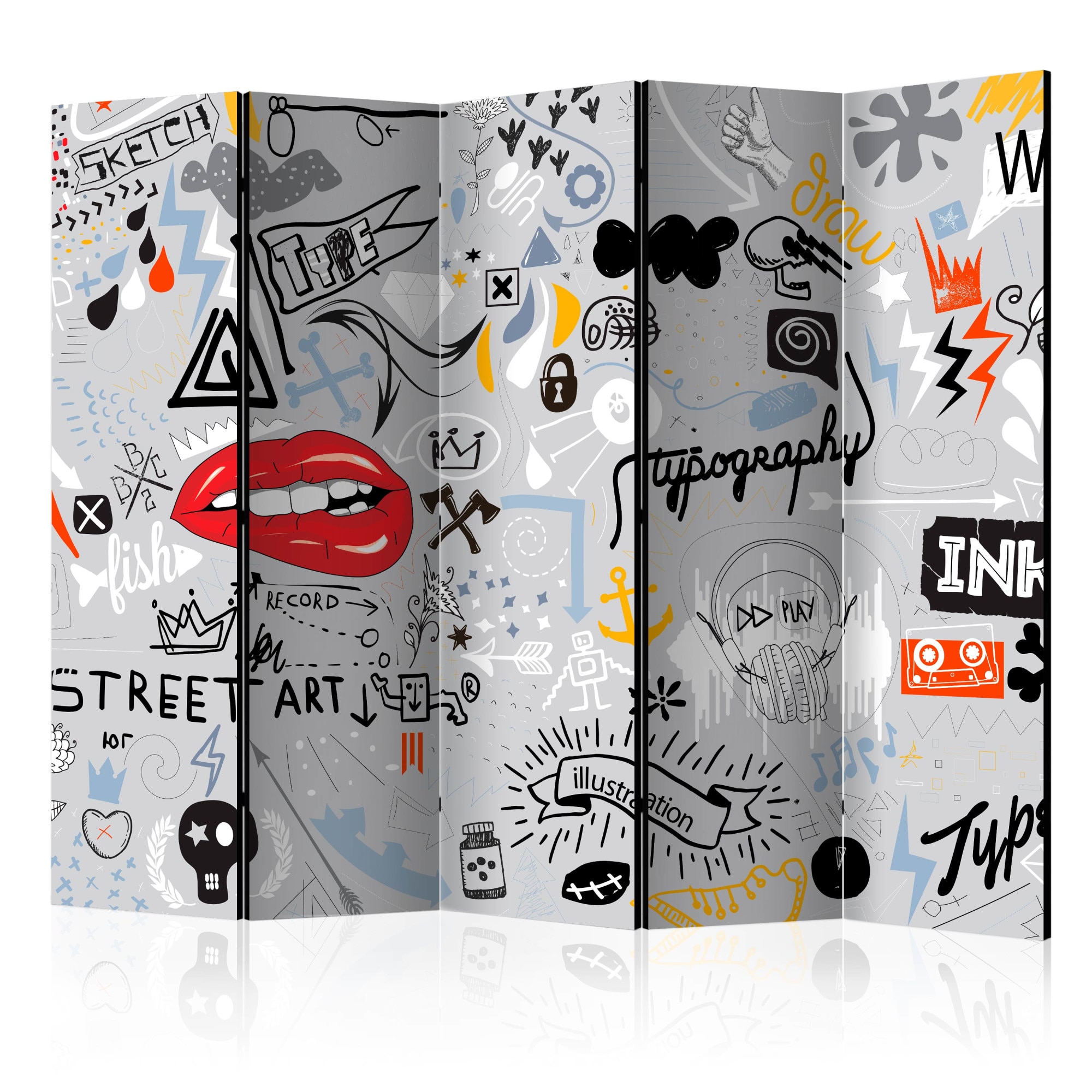 Paravan din 5 parti - Flux de gandire - 225 x 172 cm