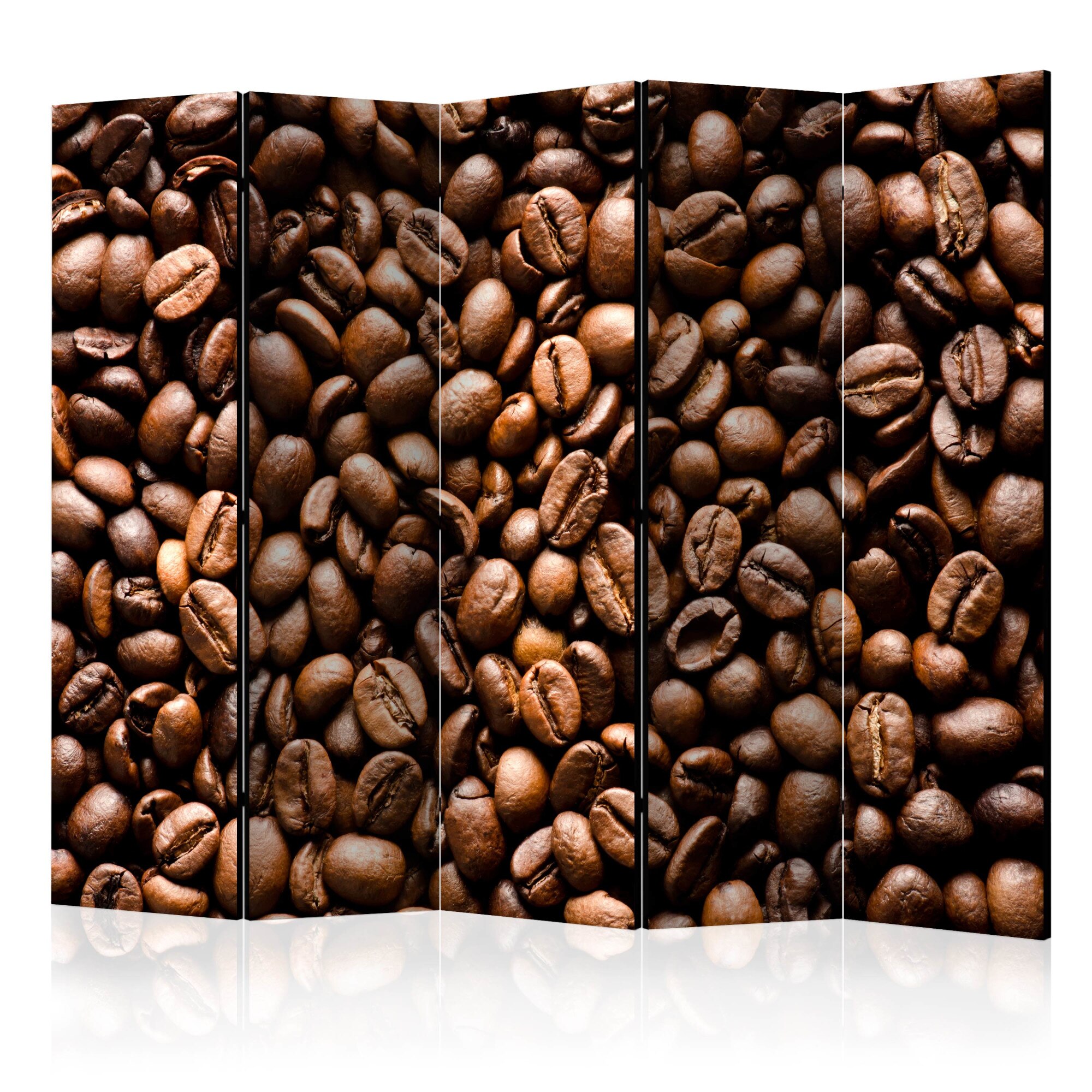Paravan din 5 parti - Boabe de cafea prajite - 225 x 172 cm
