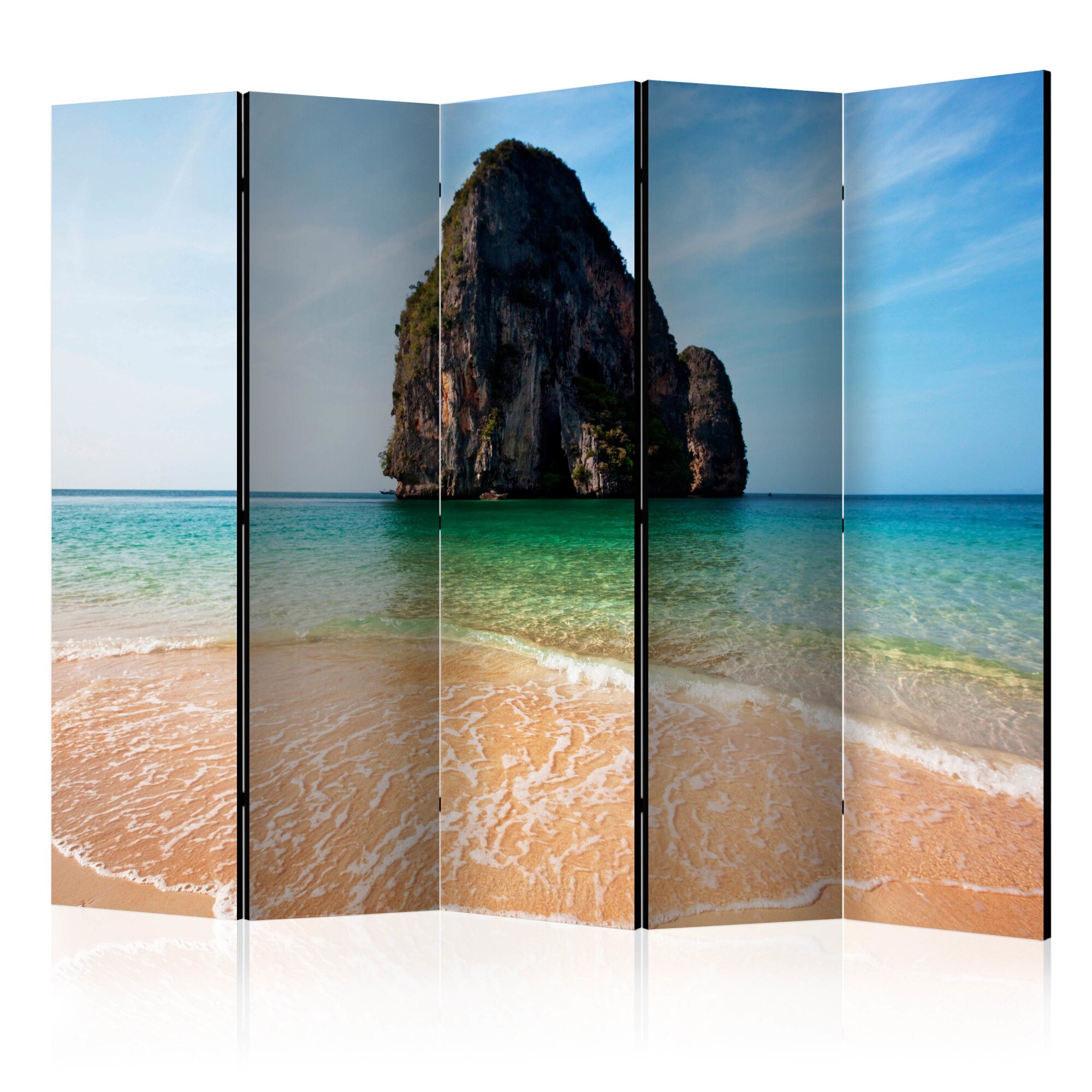 Paravan din 5 parti - Formarea rocilor pe mal, Marea Andaman, Thailanda - 225 x 172 cm