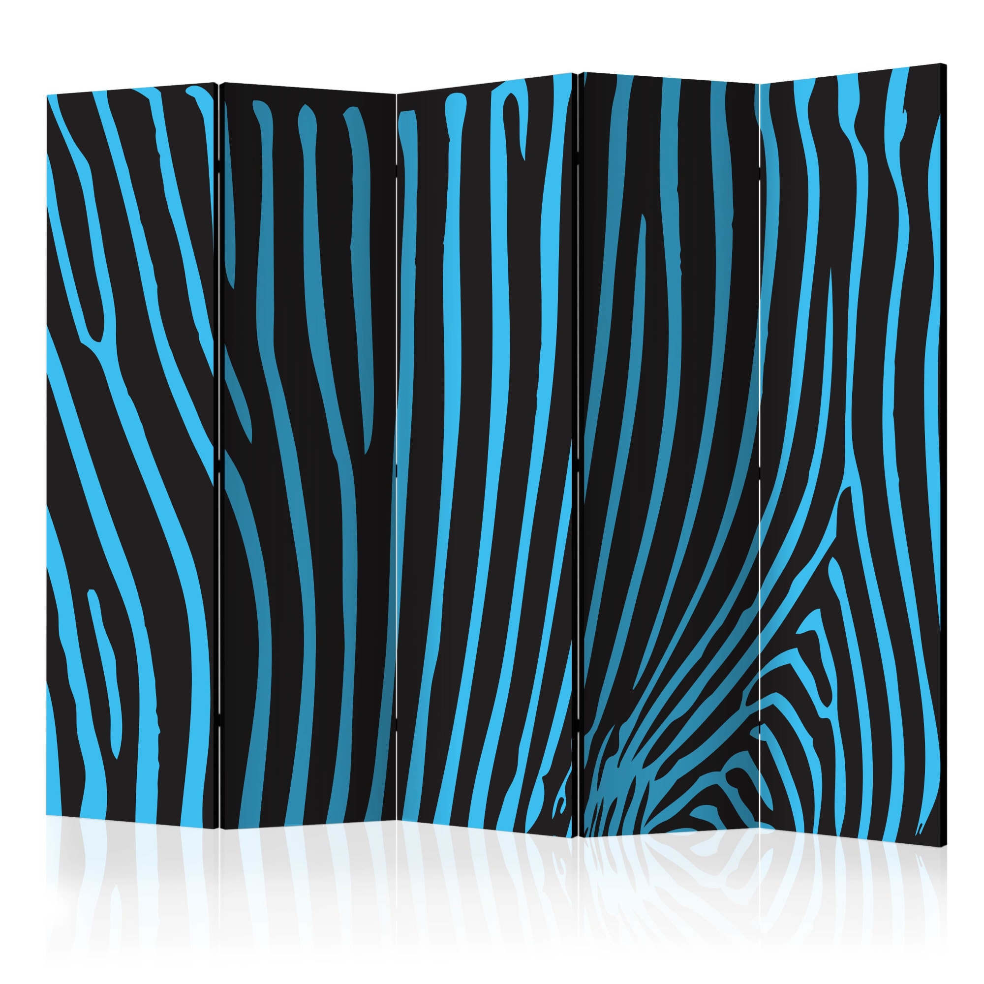 Paravan din 5 parti - Turquoise model zebra - 225 x 172 cm