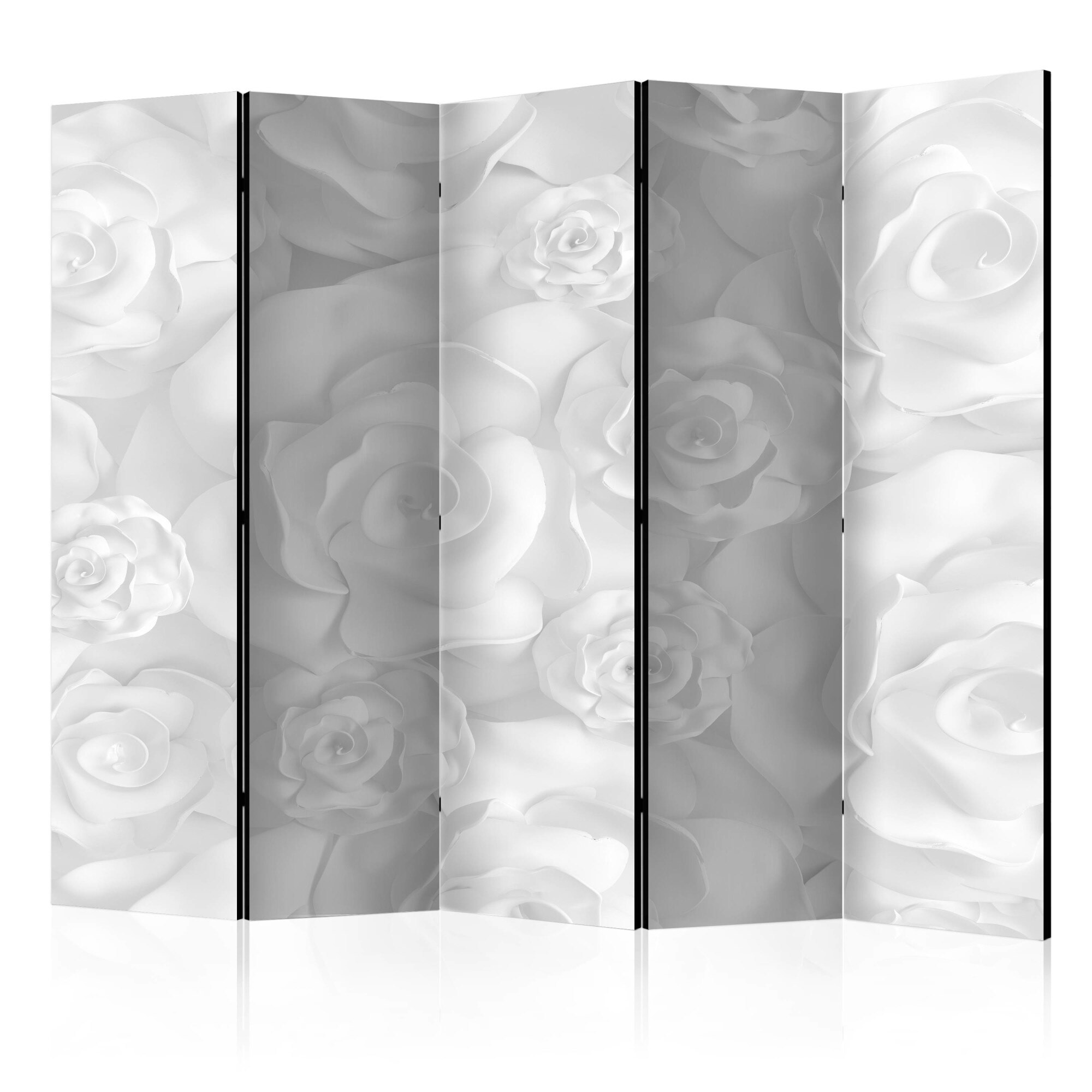 Paravan din 5 parti - Flori de ipsos - 225 x 172 cm