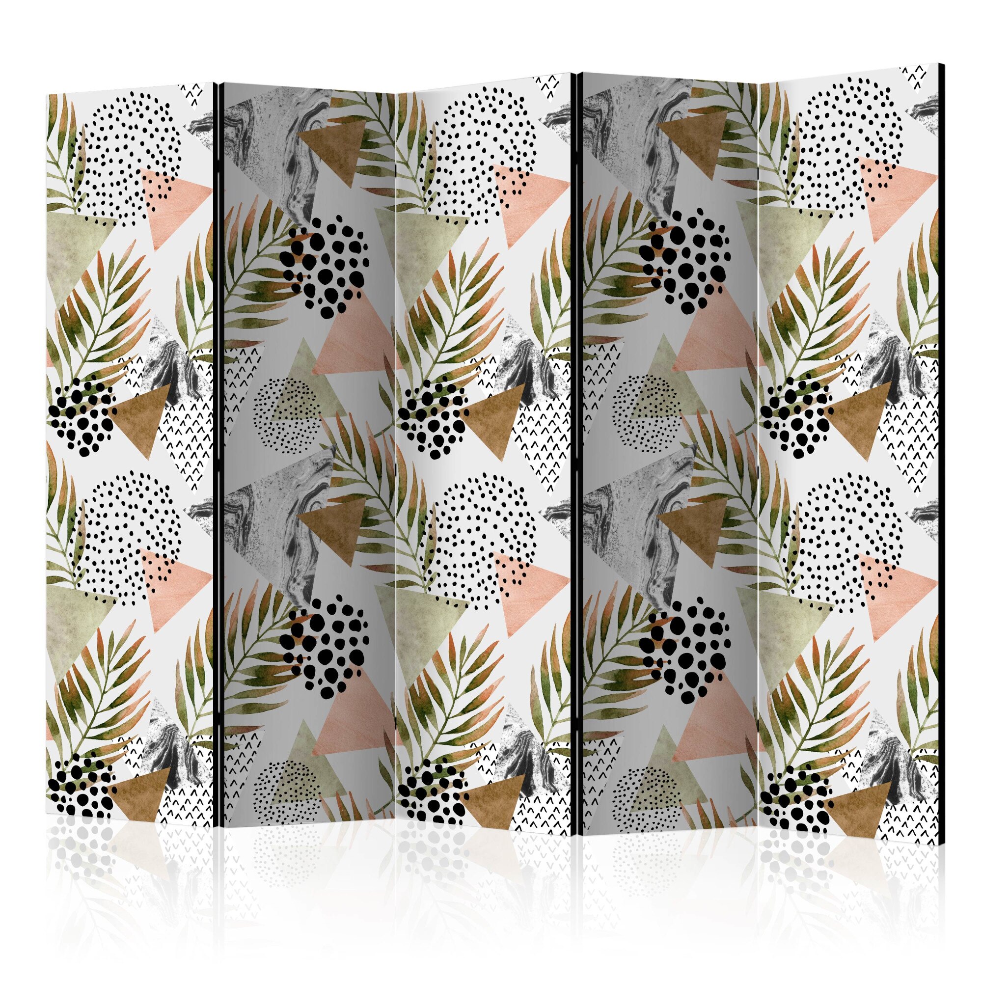 Paravan din 5 parti - Geometria tropicala - 225 x 172 cm
