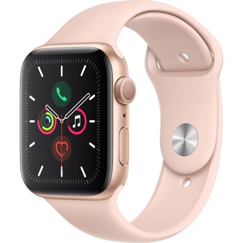 Apple Watch 5, GPS, Carcasa Gold Aluminium 44mm, Pink Sand Sport Band - S/M & M/L Apple Watch 5, GPS, Carcasa Gold Aluminium 44mm, Pink Sand Sport Band - S/M & M/L