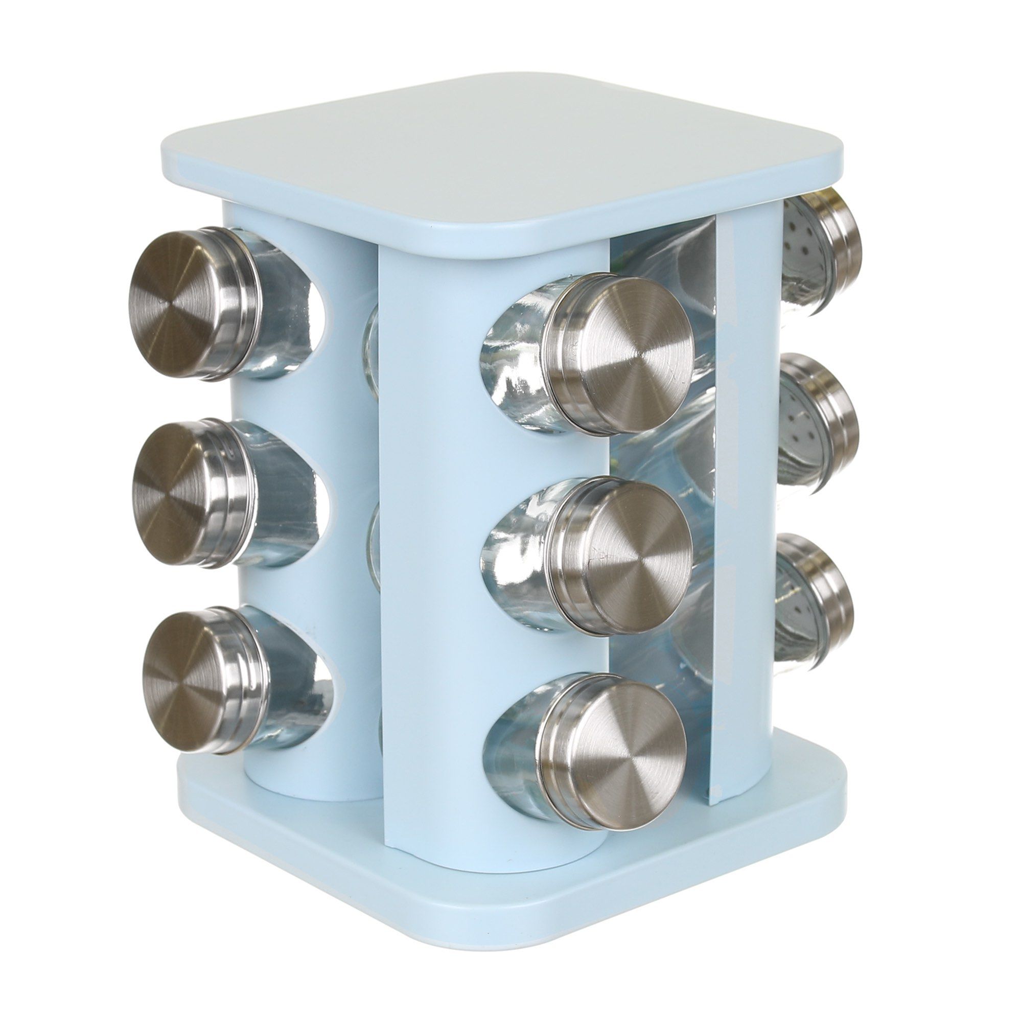 Recipiente pentru condimente cu suport rotativ bleu,12 buc/set