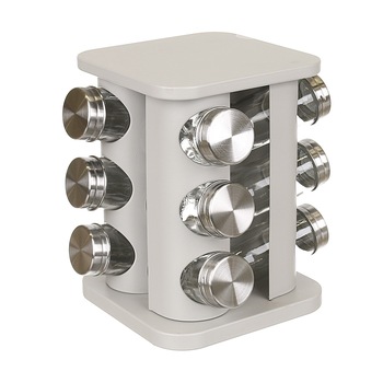 Set 12 recipiente Sta,pentru contimente,tip turn,gri,rotativ,metal inoxidabil Set 12 recipiente Sta,pentru contimente,tip turn,gri,rotativ,metal inoxidabil