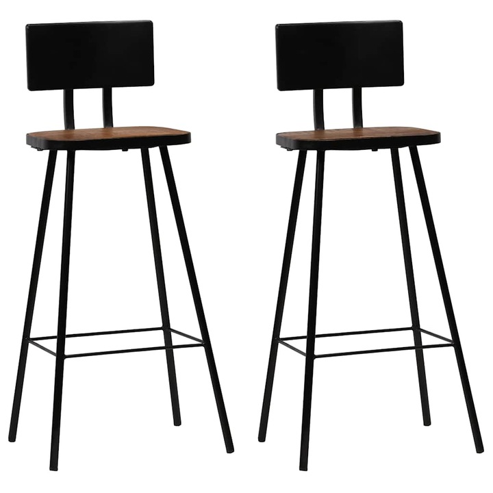 Set scaune de bar vidaXL, 2 buc., lemn masiv reciclat, 45 x 36 x 99 cm, 5.9 kg 245390