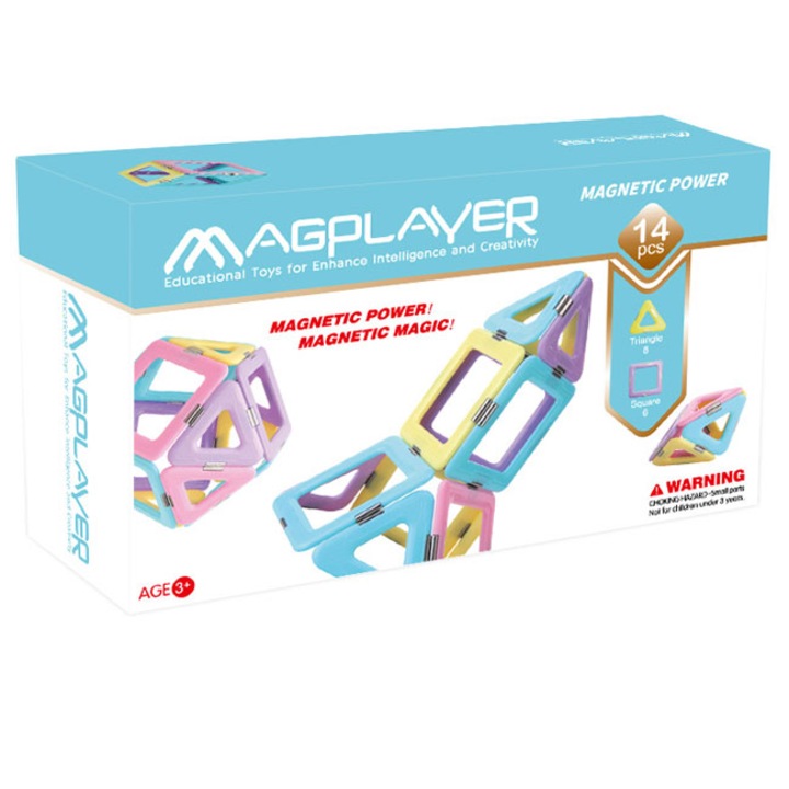 Joc de constructie magnetic MAGPLAYER - Magnetic Power 14 pcs + Cadou Cutie Slime 10gr